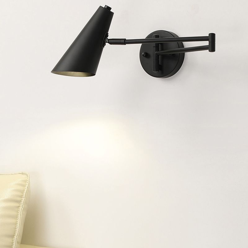 Aria Wall Lamp Cone Modern, Metal Adjustable, Black/Gold, Bedroom - Neutralighting