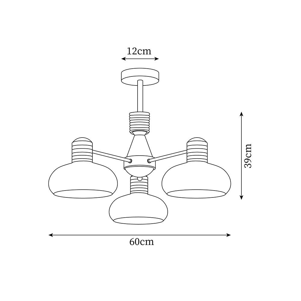 Chandelier Persimmon with Beige Glass Shades and Chrome Frame - Neutralighting