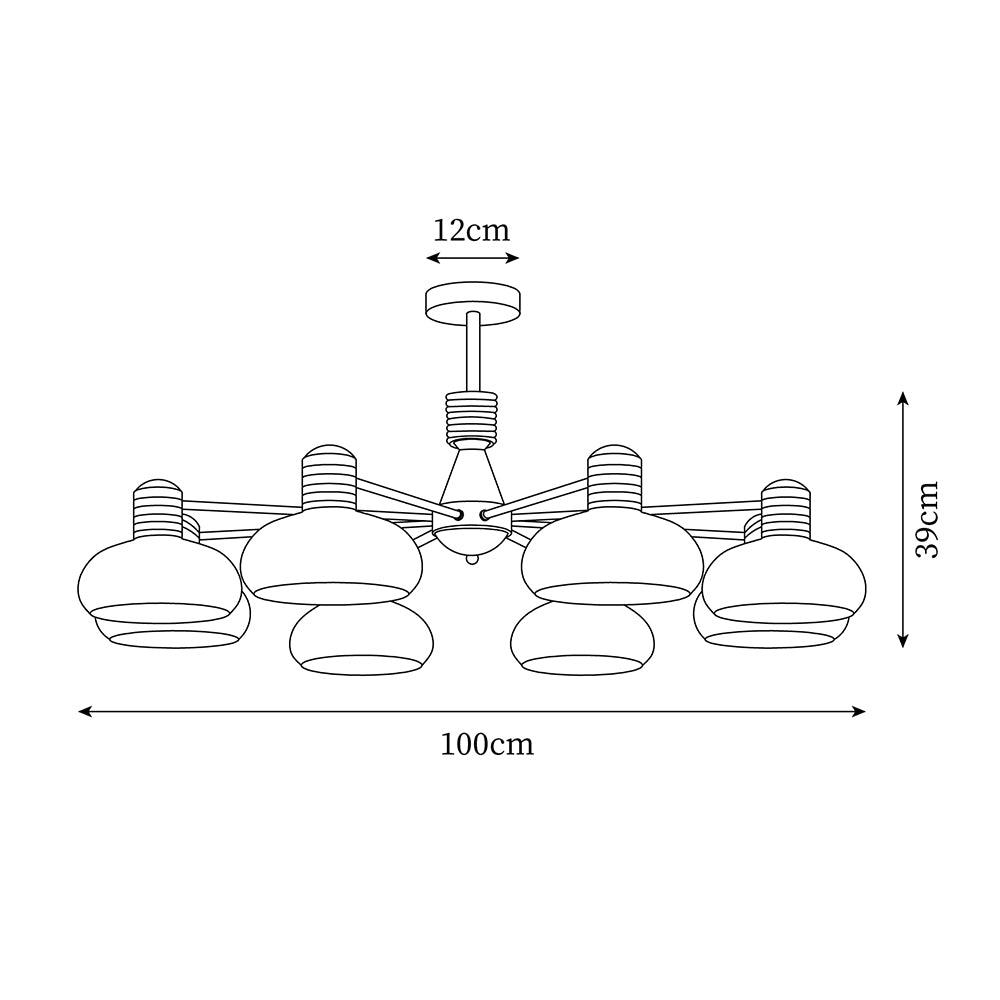 Chandelier Persimmon with Beige Glass Shades and Chrome Frame - Neutralighting