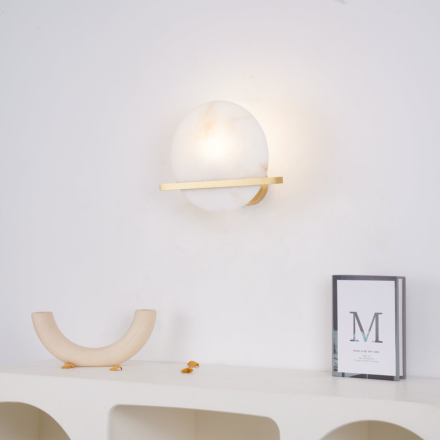 Savion Wall Lamp Alabaster Moon Horizon - Neutralighting