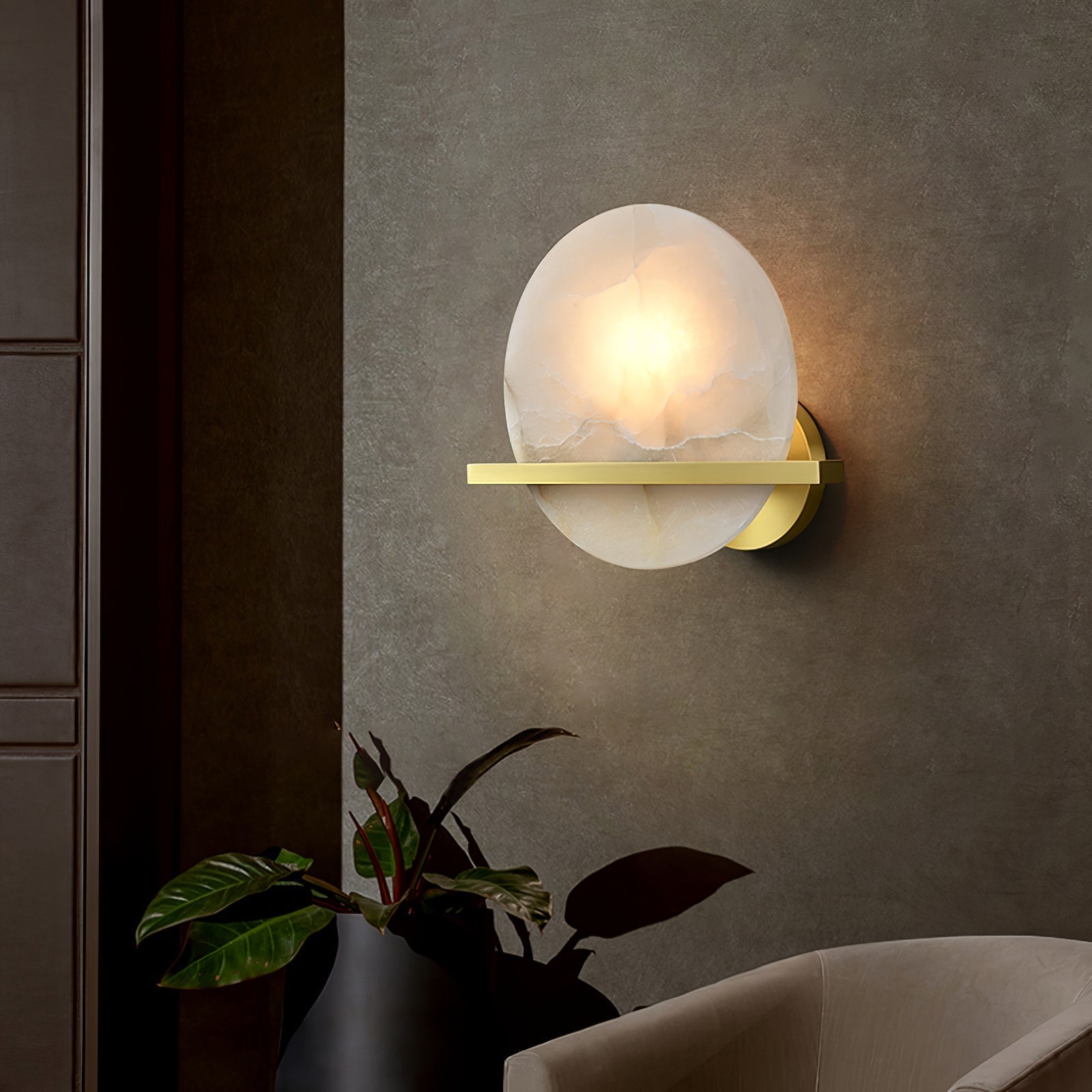 Savion Wall Lamp Alabaster Moon Horizon - Neutralighting