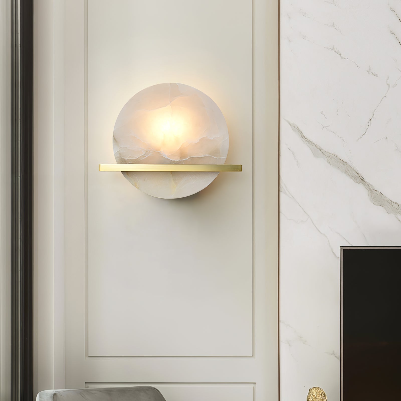 Savion Wall Lamp Alabaster Moon Horizon - Neutralighting