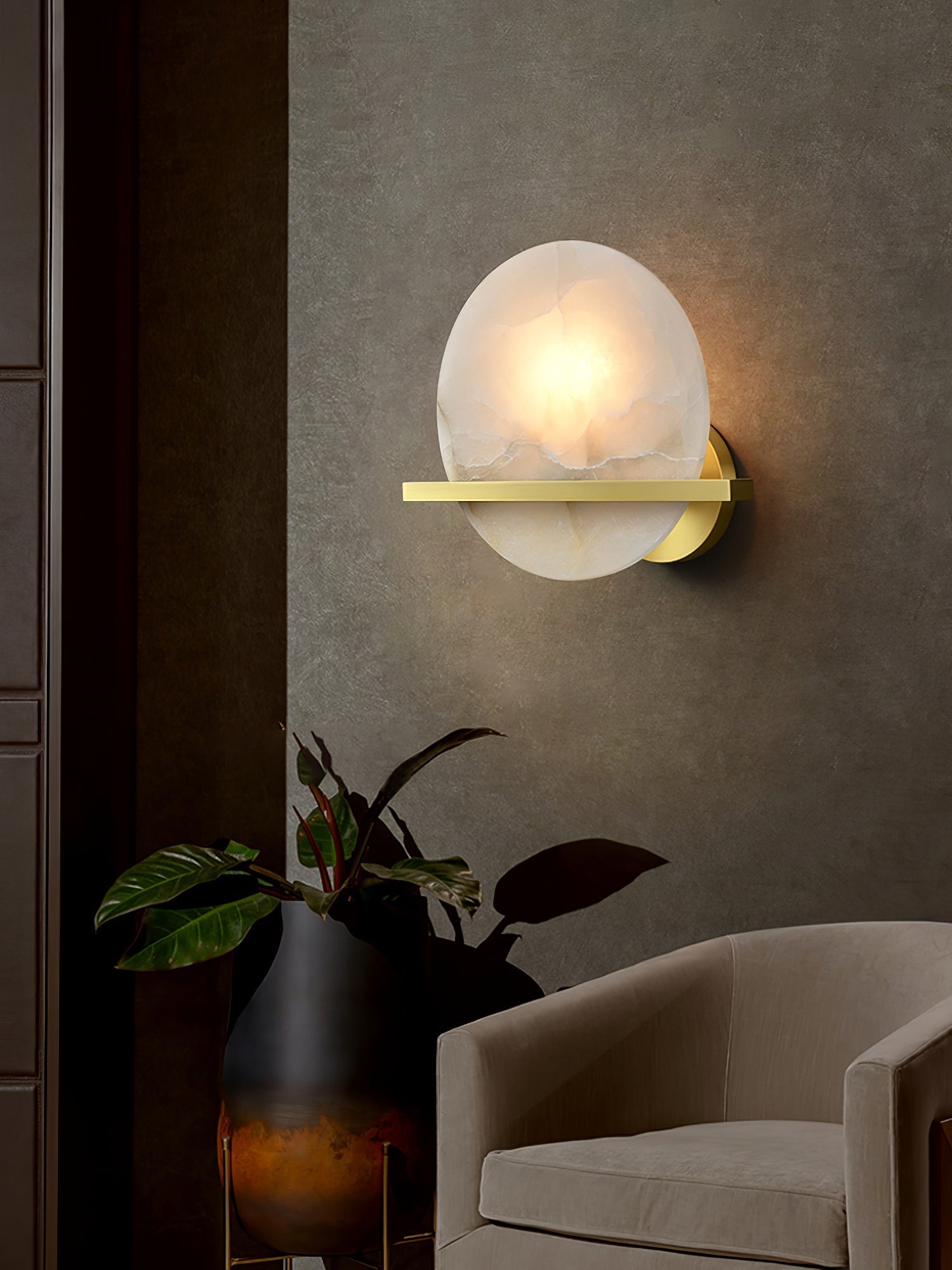 Savion Wall Lamp Alabaster Moon Horizon - Neutralighting