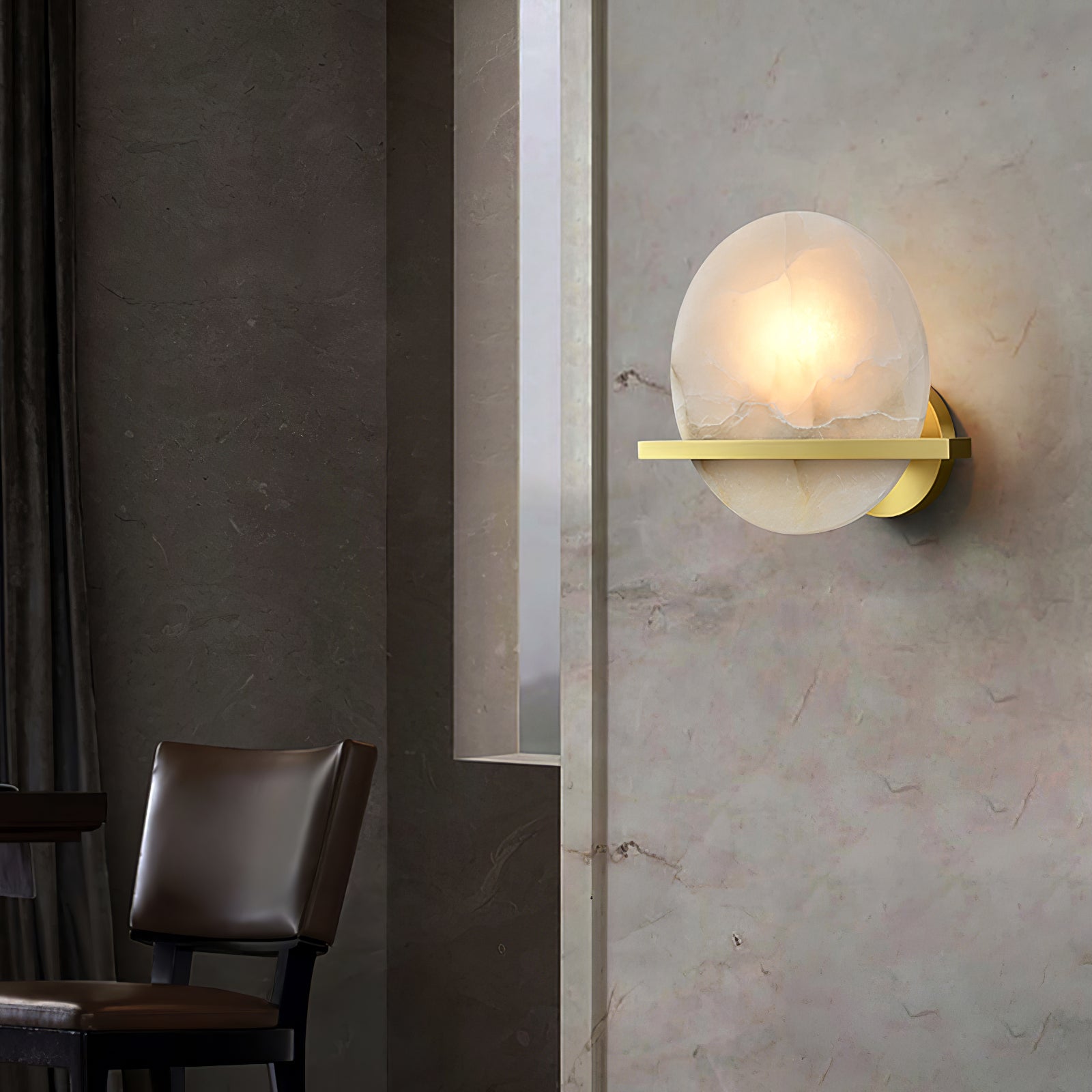 Savion Wall Lamp Alabaster Moon Horizon - Neutralighting