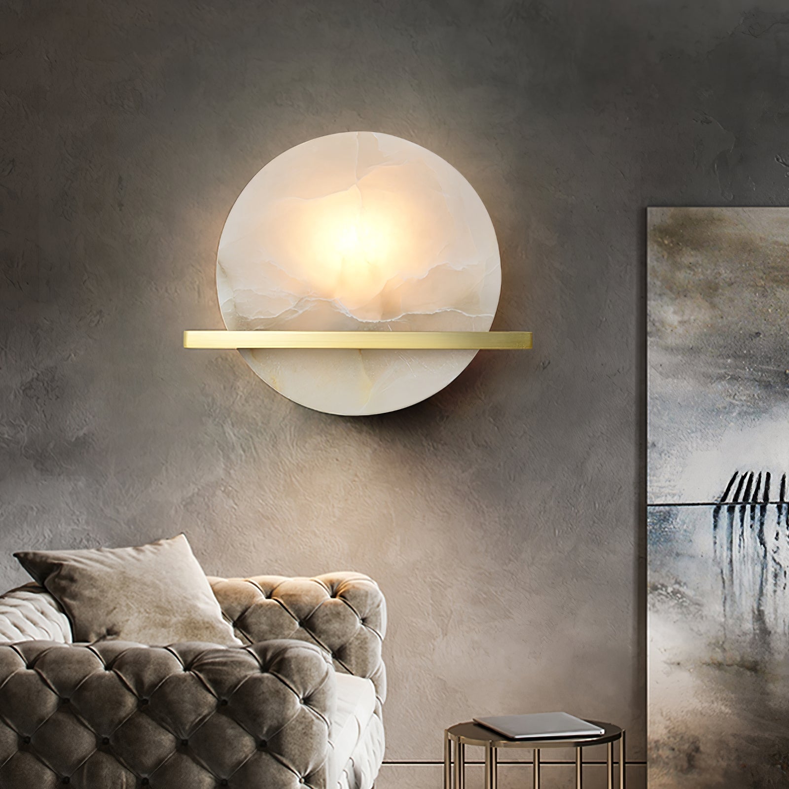 Savion Wall Lamp Alabaster Moon Horizon - Neutralighting