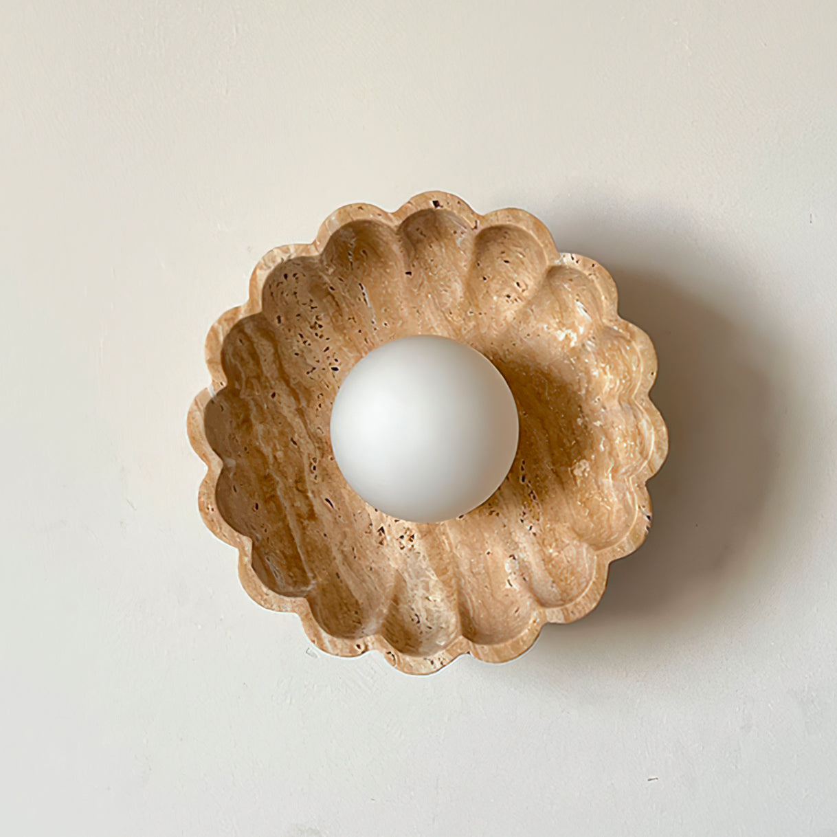 Ritta Wall Lamp Scalloped Travertine Shell - Neutralighting