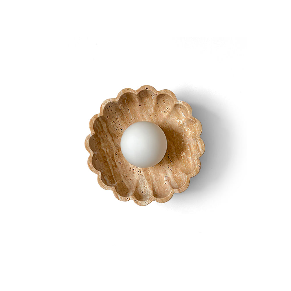 Ritta Wall Lamp Scalloped Travertine Shell - Neutralighting