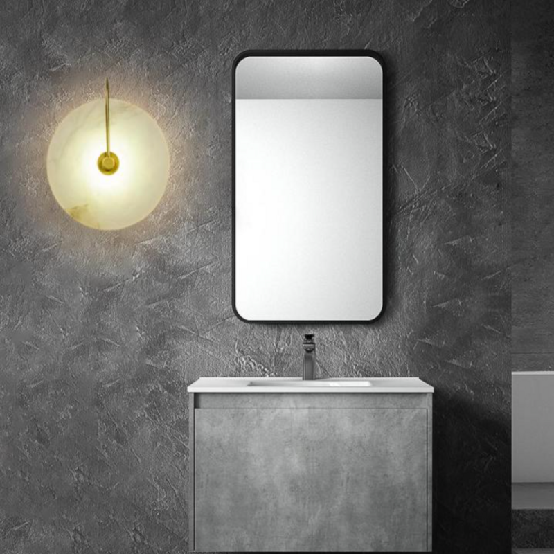 Arisha Round Bedside Wall Light, Artificial Marble, Gold & Black - Neutralighting