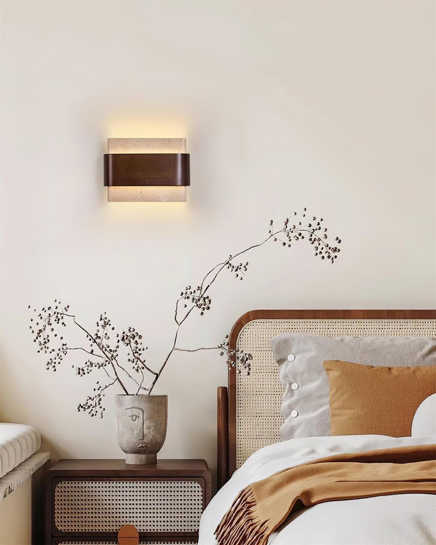 Ritta Travertine Wall Lamp Wood-finish Arc - Neutralighting