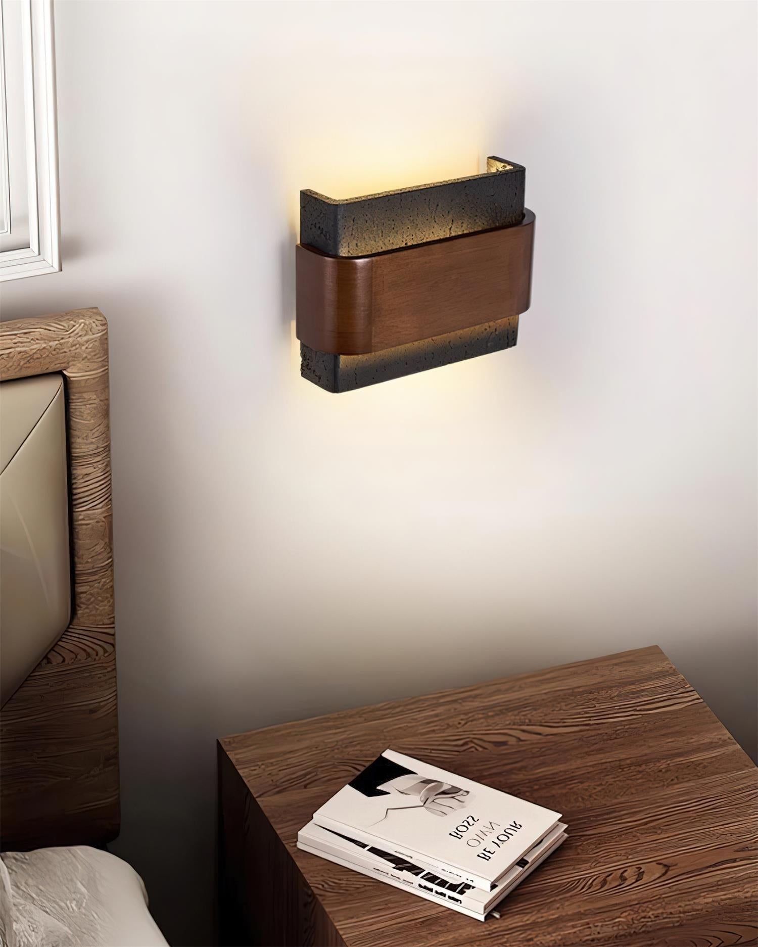 Ritta Travertine Wall Lamp Wood-finish Arc - Neutralighting