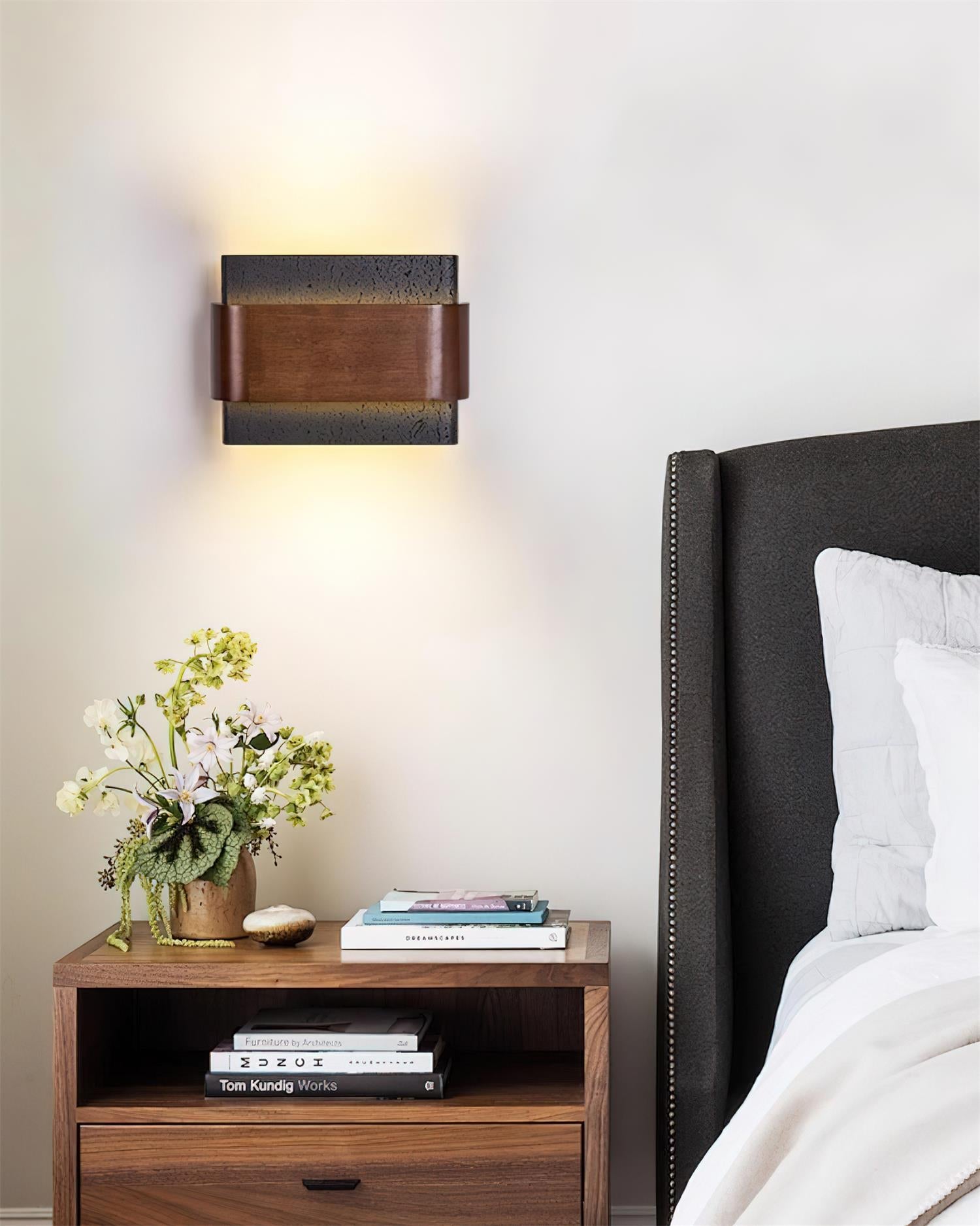 Ritta Travertine Wall Lamp Wood-finish Arc - Neutralighting