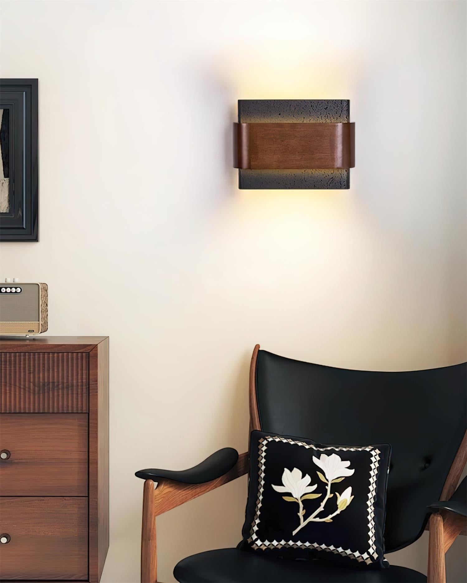 Ritta Travertine Wall Lamp Wood-finish Arc - Neutralighting