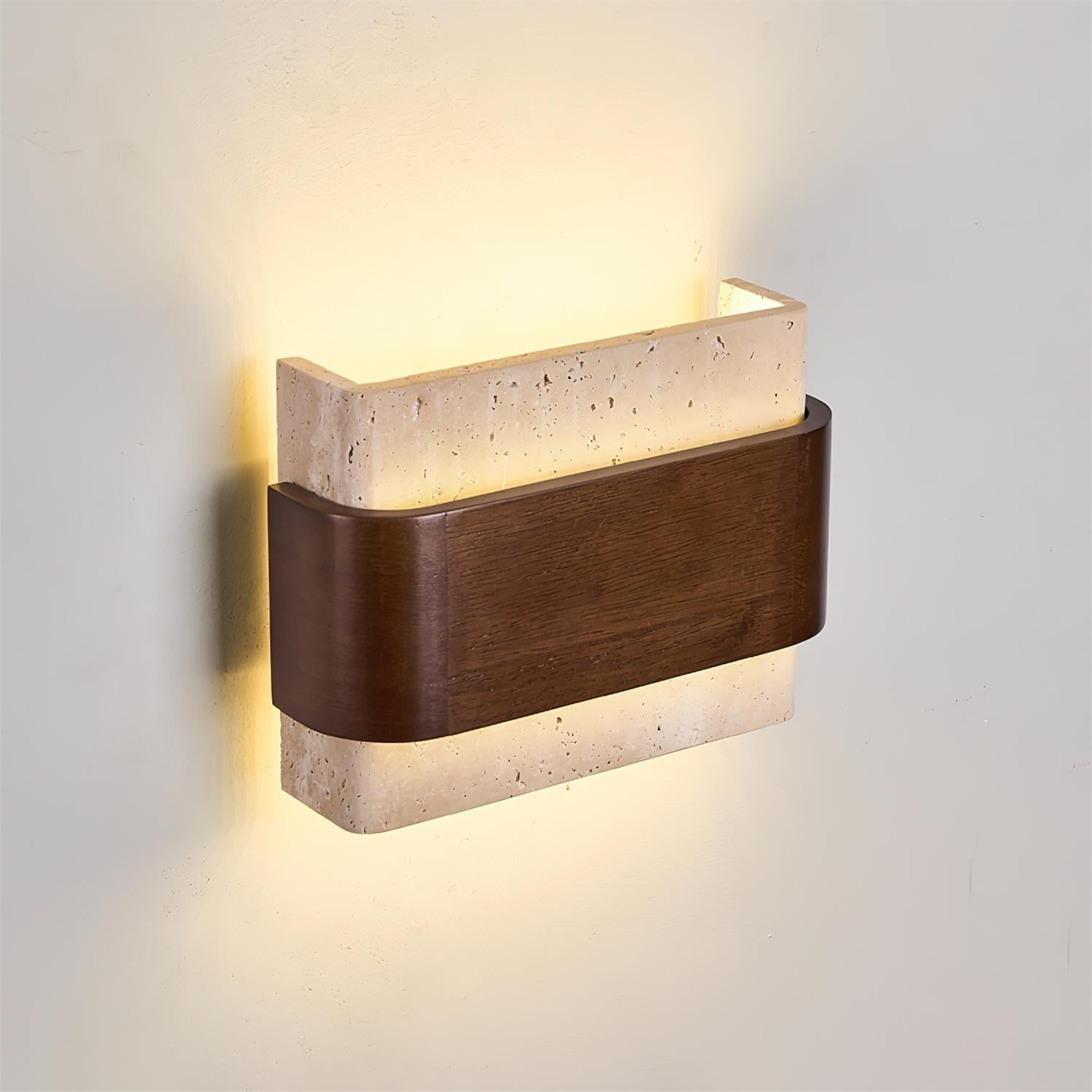 Ritta Travertine Wall Lamp Wood-finish Arc - Neutralighting