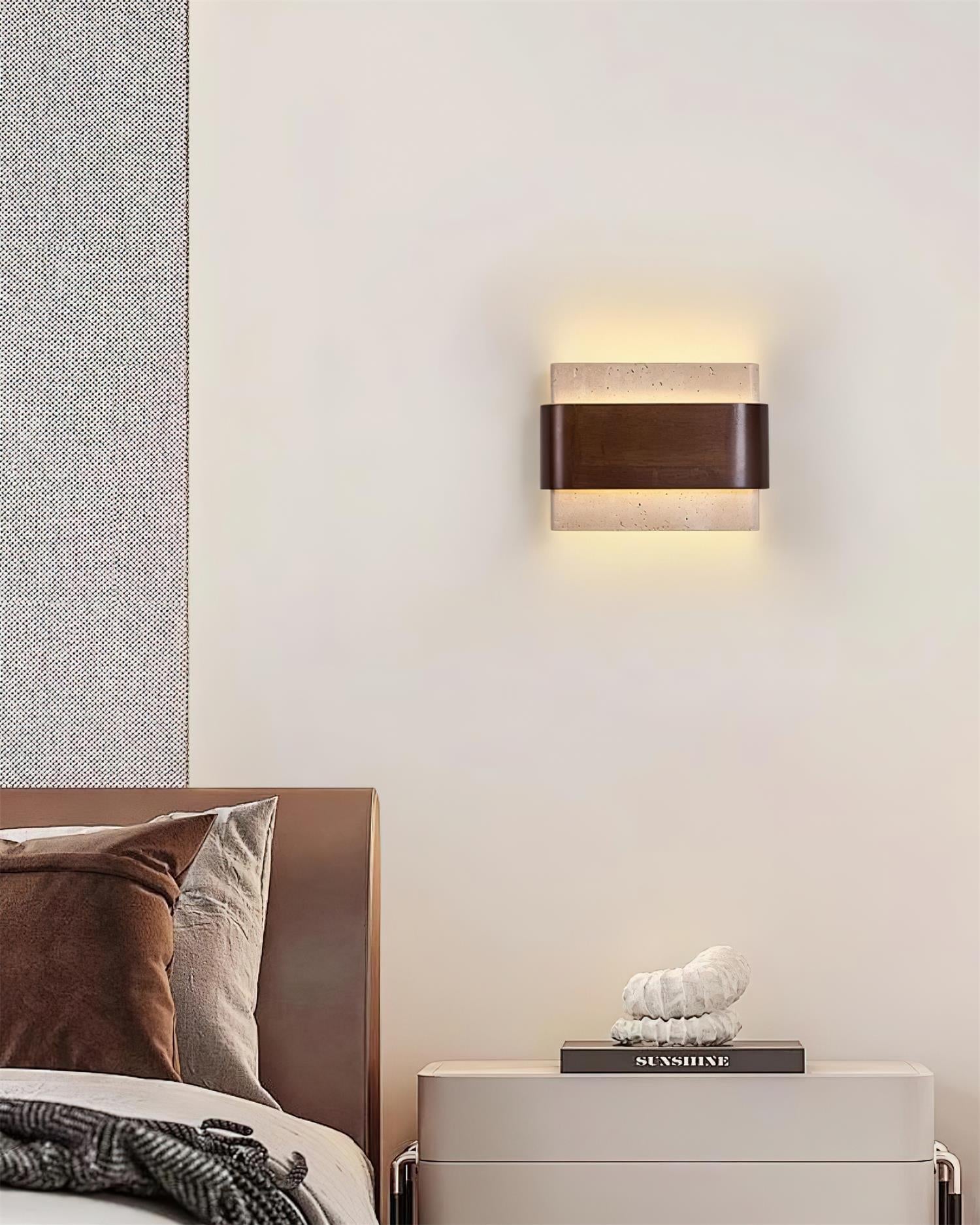Ritta Travertine Wall Lamp Wood-finish Arc - Neutralighting