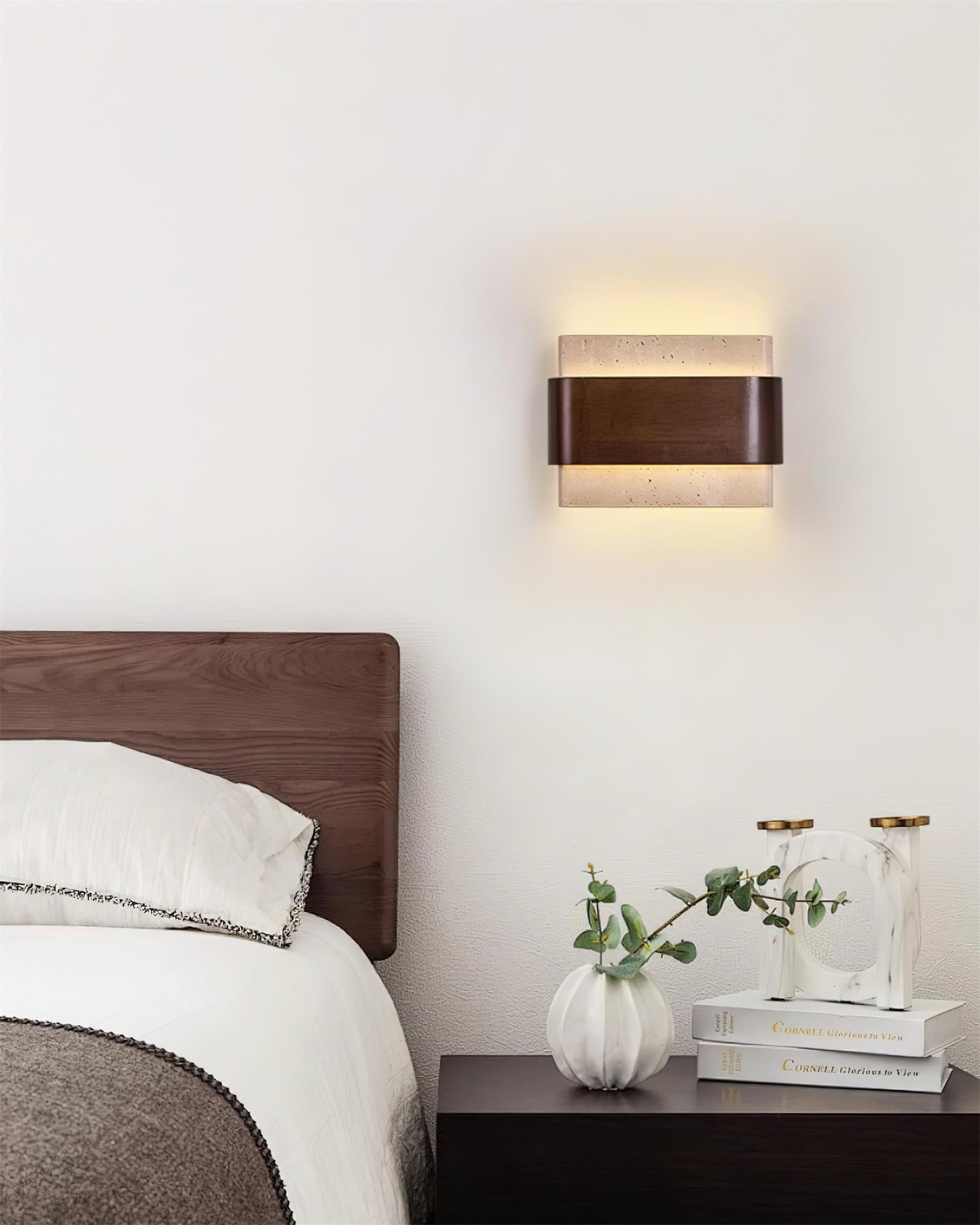 Ritta Travertine Wall Lamp Wood-finish Arc - Neutralighting