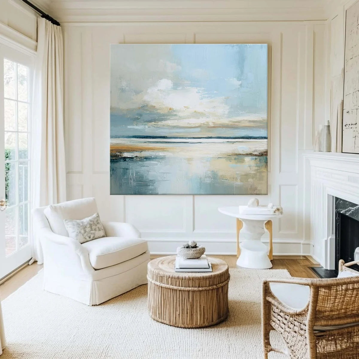 Serene Coastal Landscape Abstract Painting
