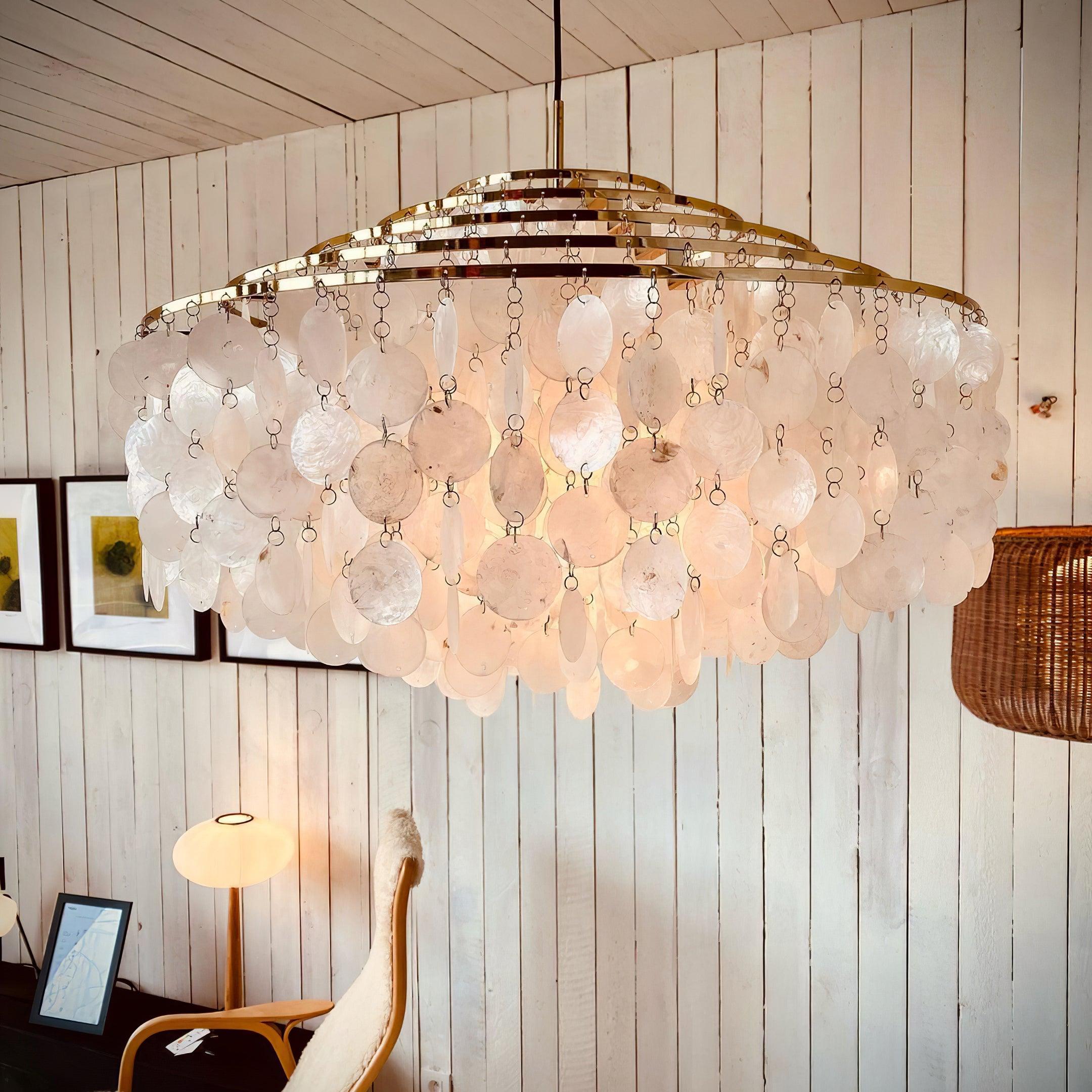 Elios Elegant Capiz Shell Chandelier - Neutralighting