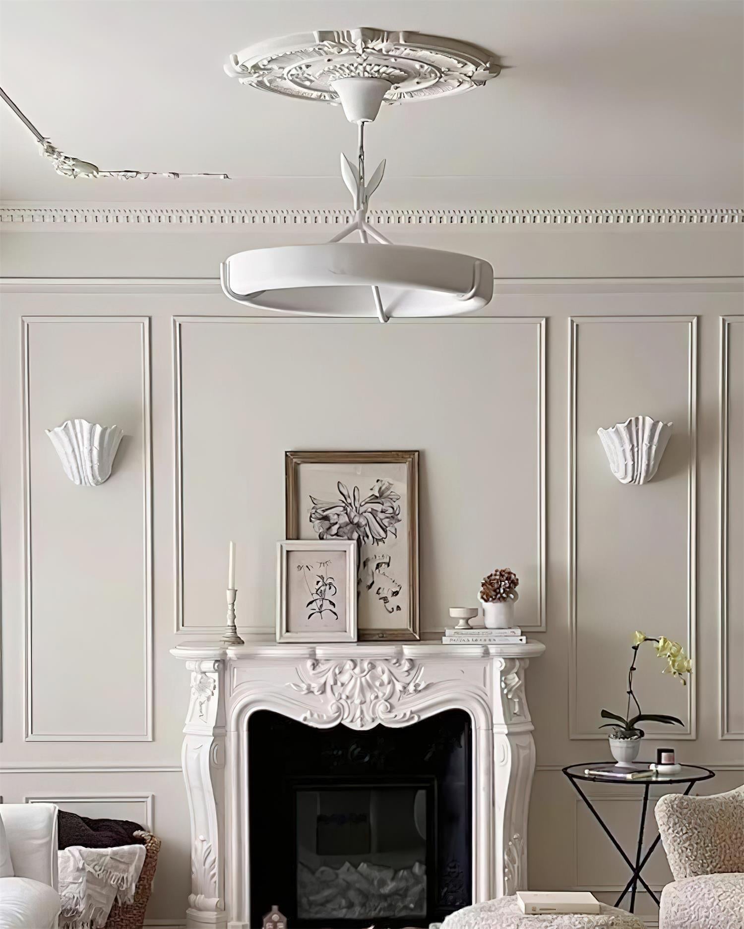 Wall Lamp Shell Plaster Handcrafted Seashell Shape Artistic - Neutralighting