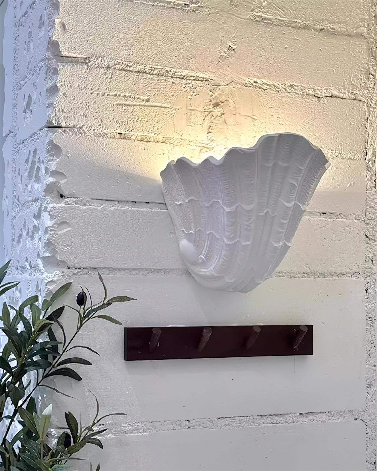Wall Lamp Shell Plaster Handcrafted Seashell Shape Artistic - Neutralighting