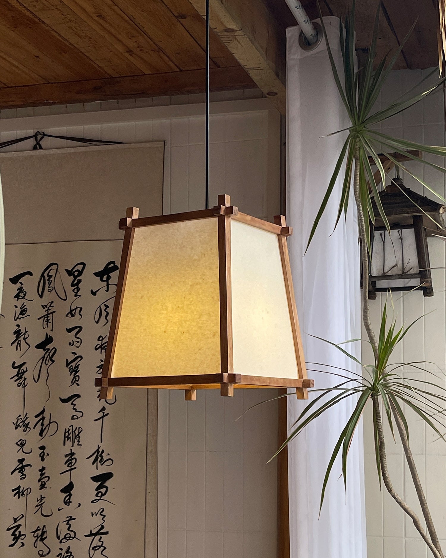 Calira Pendant Light Fabric Geometric - Neutralighting