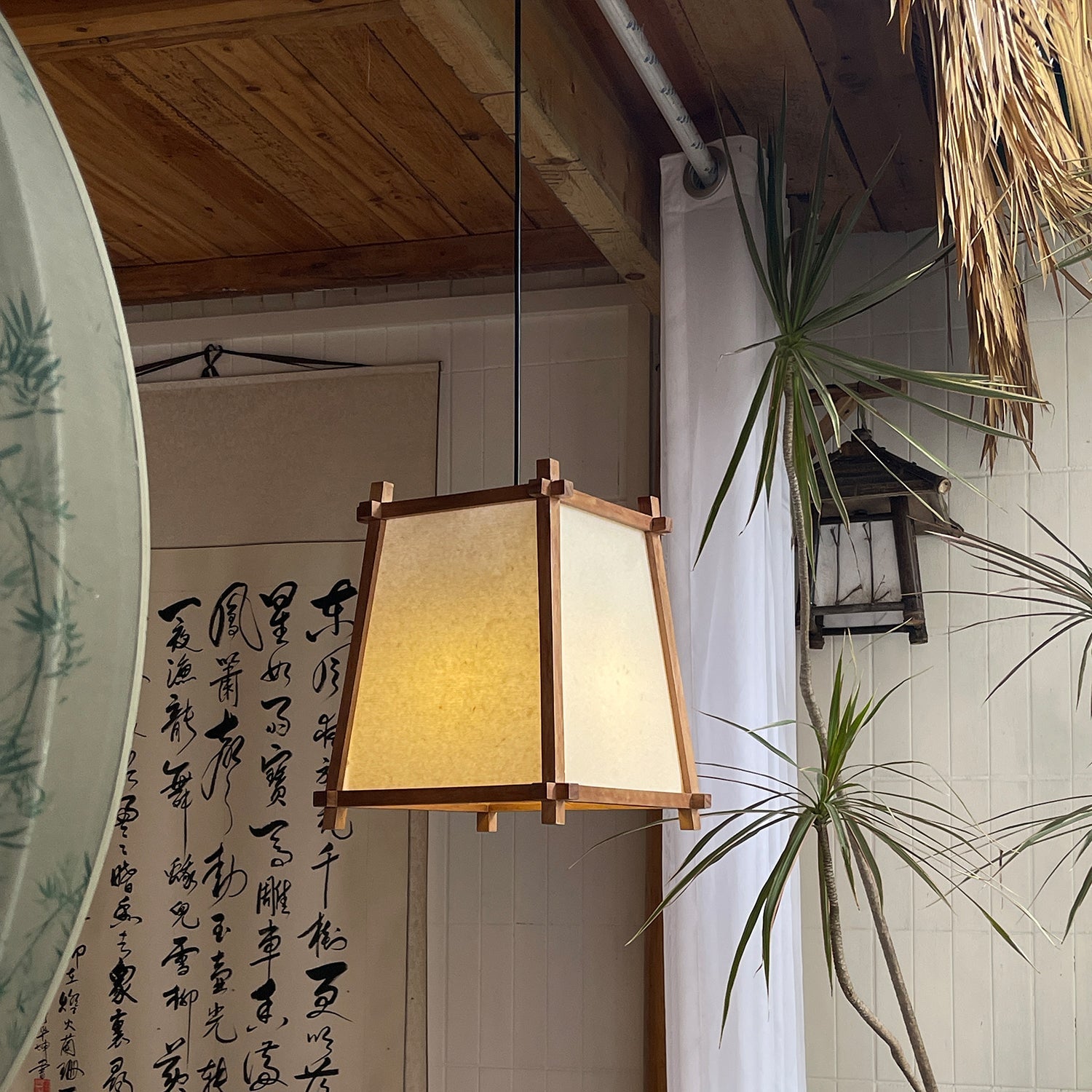 Calira Pendant Light Fabric Geometric - Neutralighting