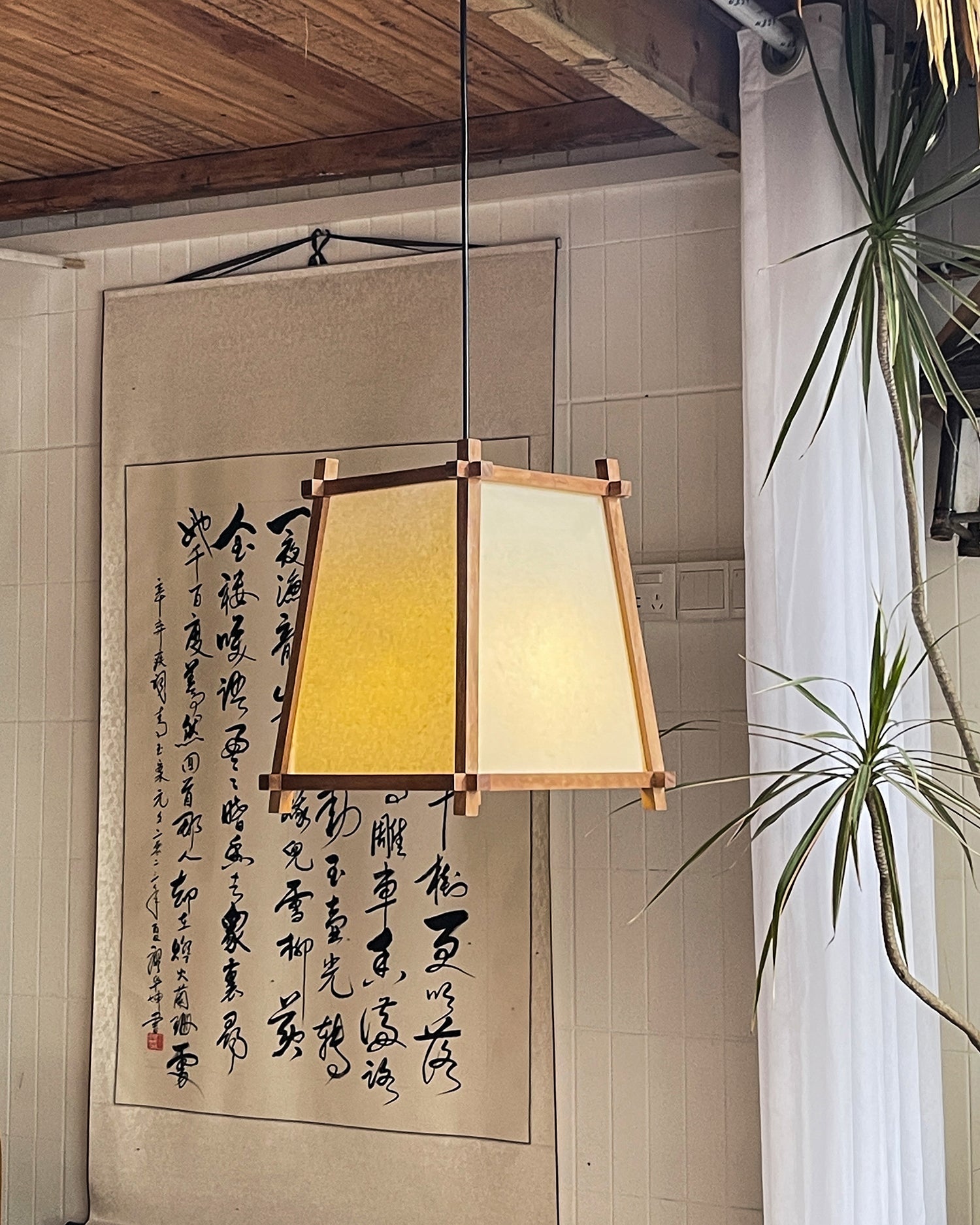 Calira Pendant Light Fabric Geometric - Neutralighting