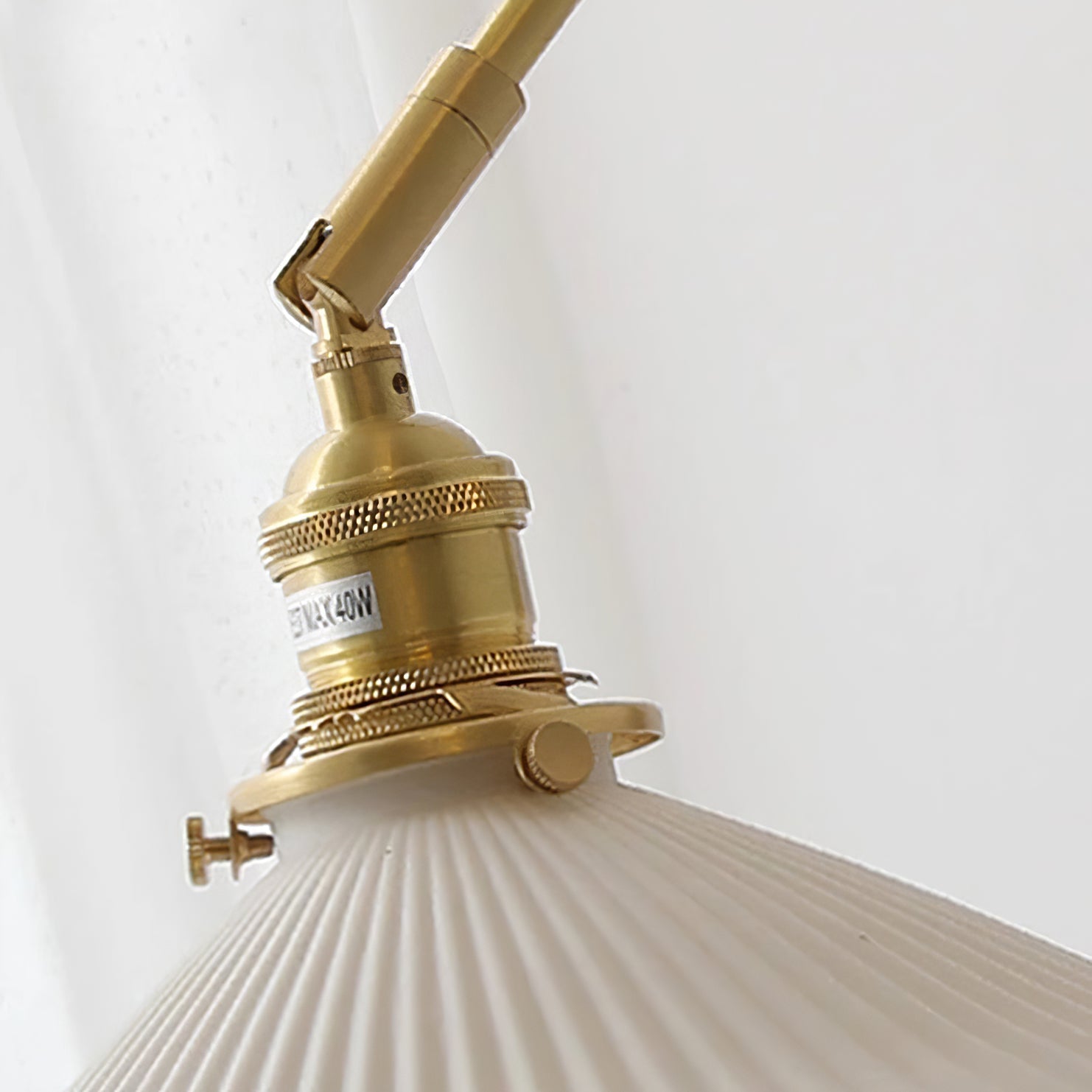 Wall Lamp Adjustable Arm Pleated Shade Walnut Base Vintage Task - Neutralighting