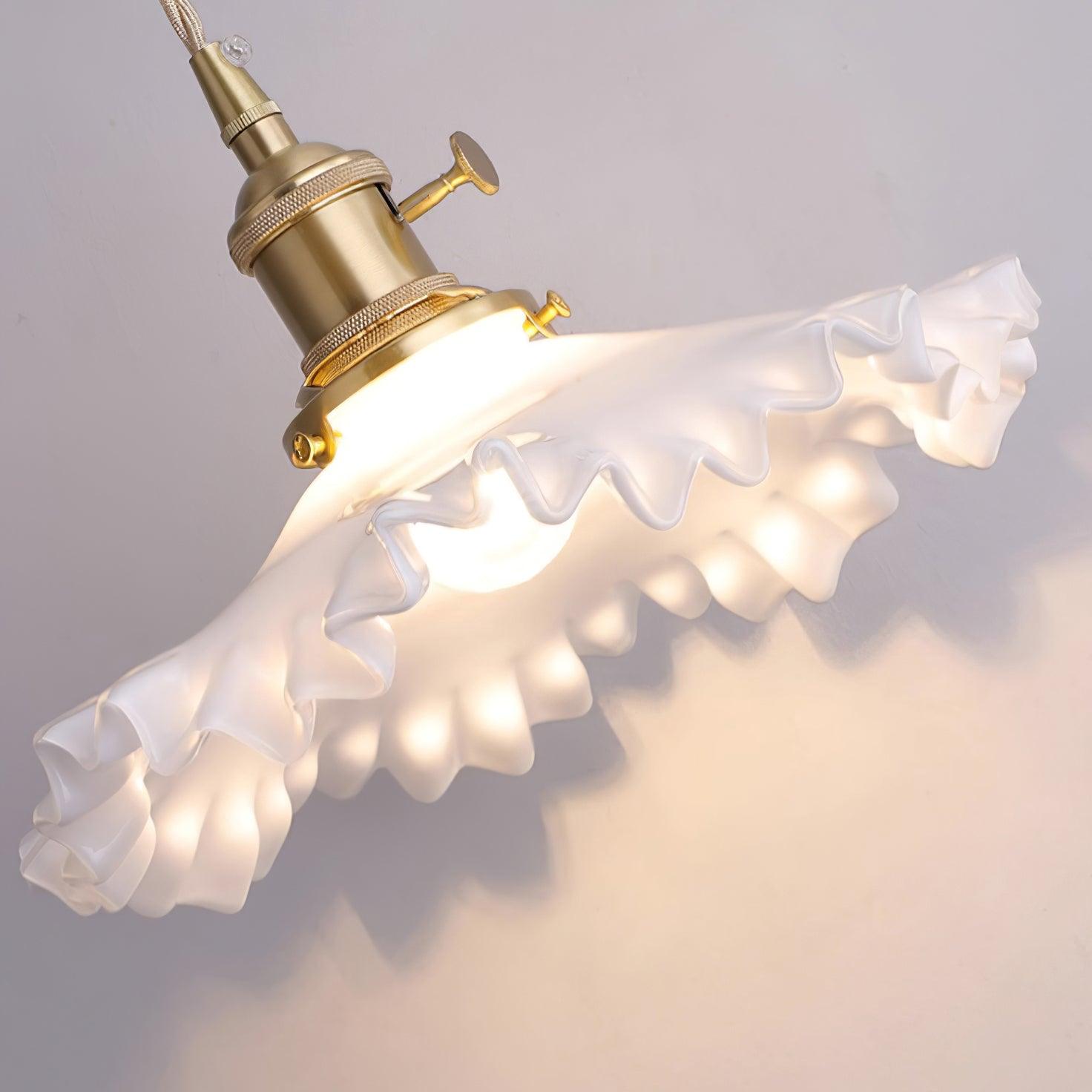 Pendant Lamp Glass Ruffle Shade Brass Warm Glow - Neutralighting