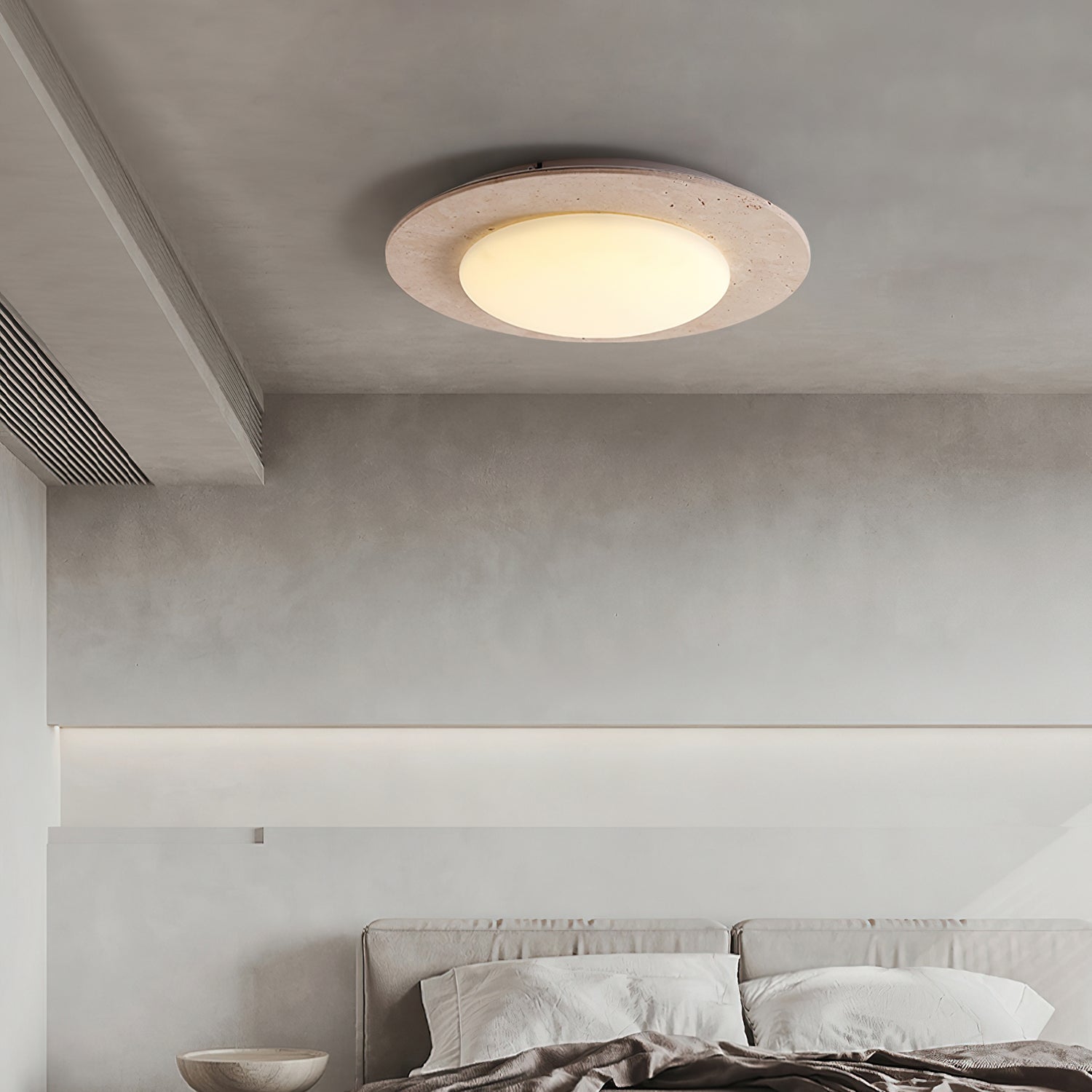 Arsoror Flush-Mount Travertine Ceiling Light - Neutralighting