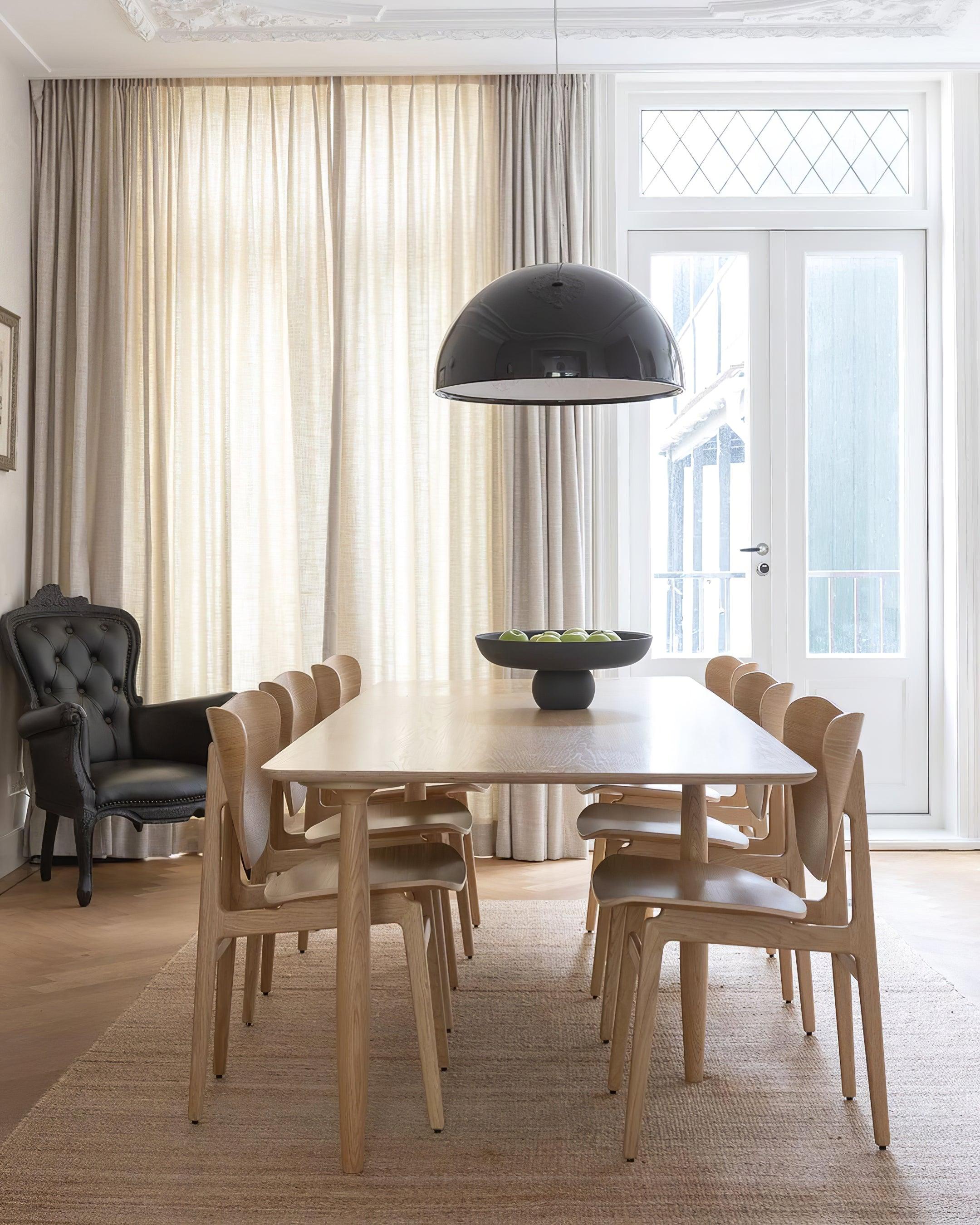 Pendant Lamp Black Dome with Embossed Plaster Interior Elegant - Neutralighting