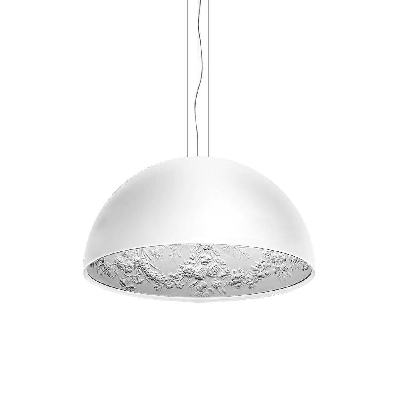 Pendant Lamp Black Dome with Embossed Plaster Interior Elegant - Neutralighting
