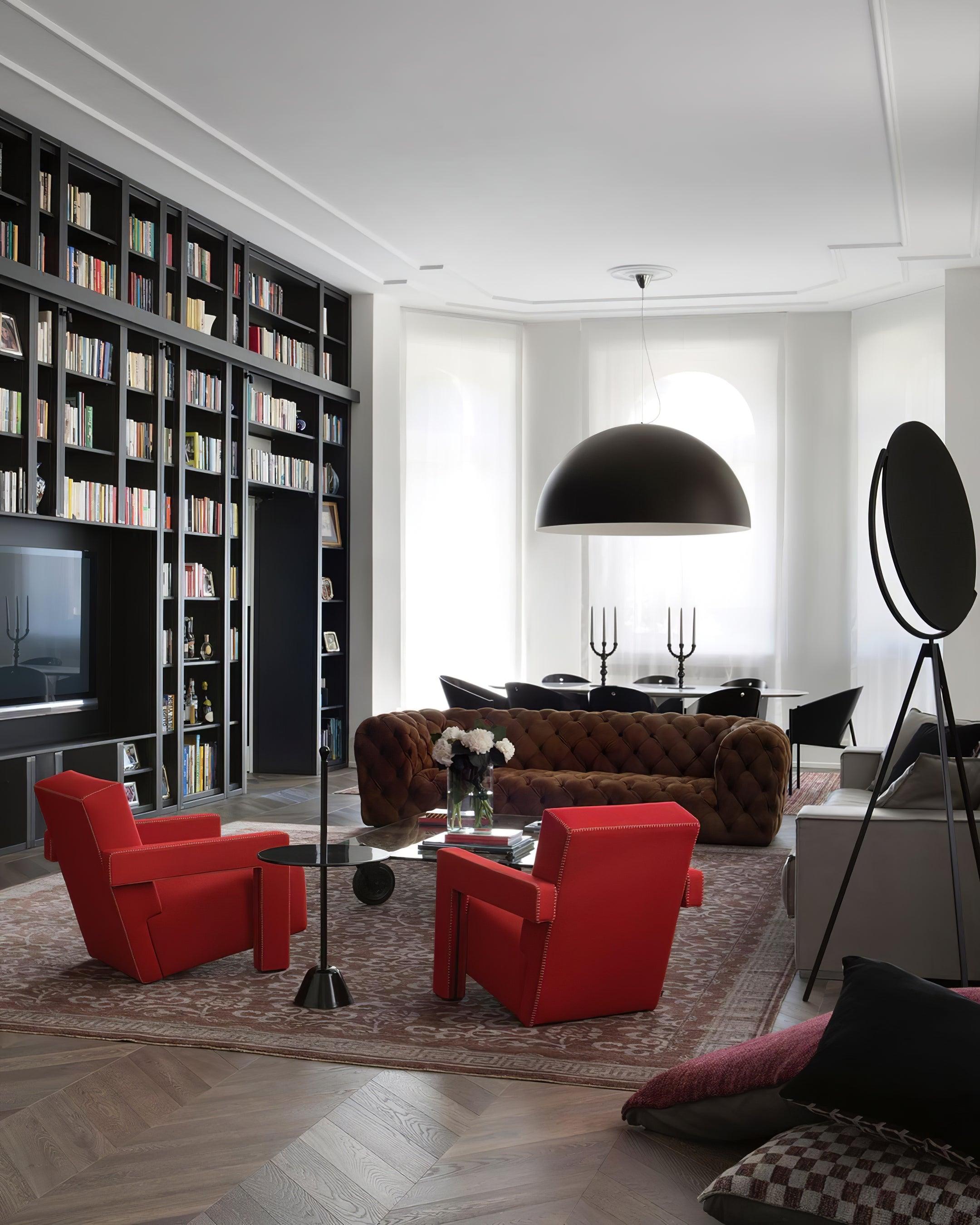 Pendant Lamp Black Dome with Embossed Plaster Interior Elegant - Neutralighting