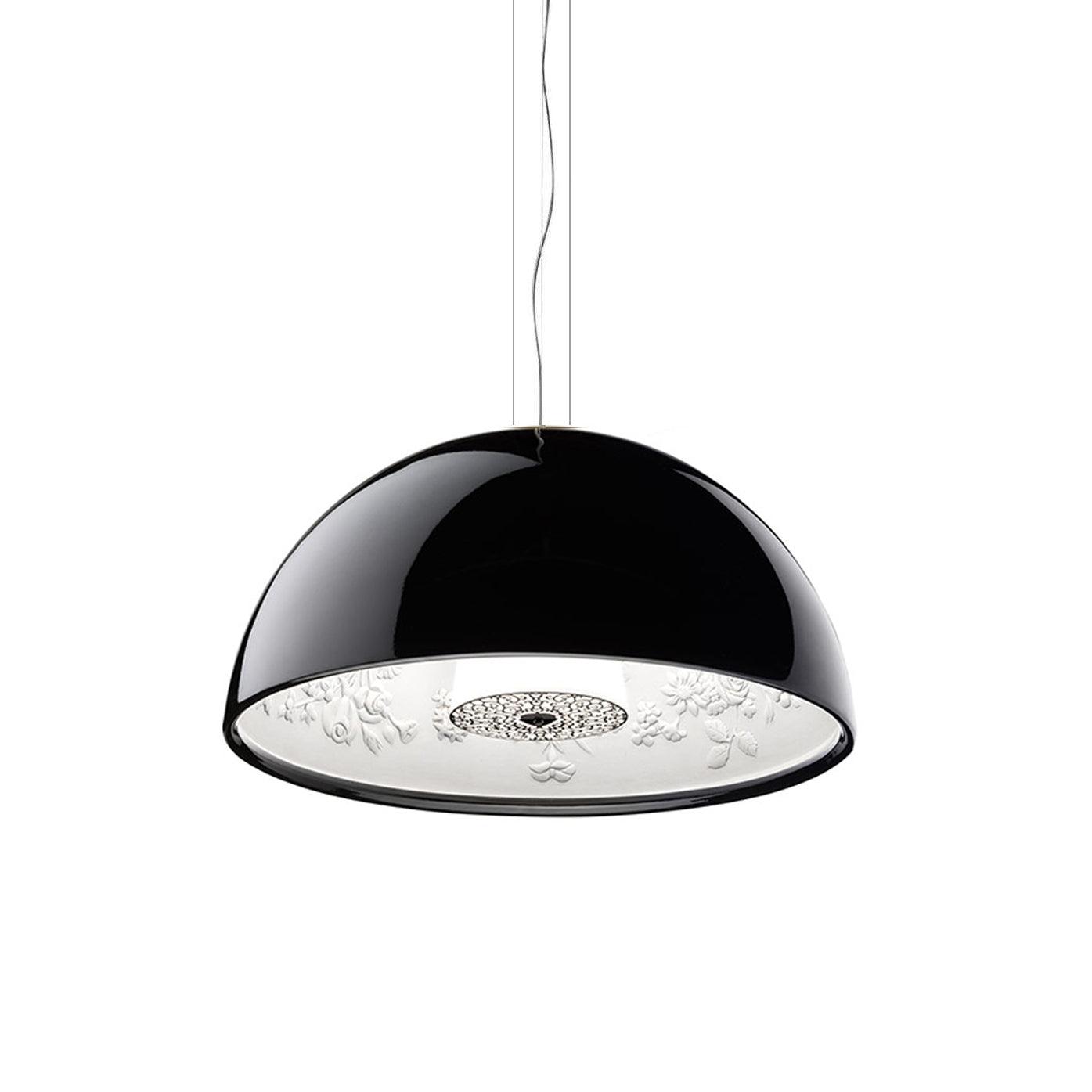Pendant Lamp Black Dome with Embossed Plaster Interior Elegant - Neutralighting