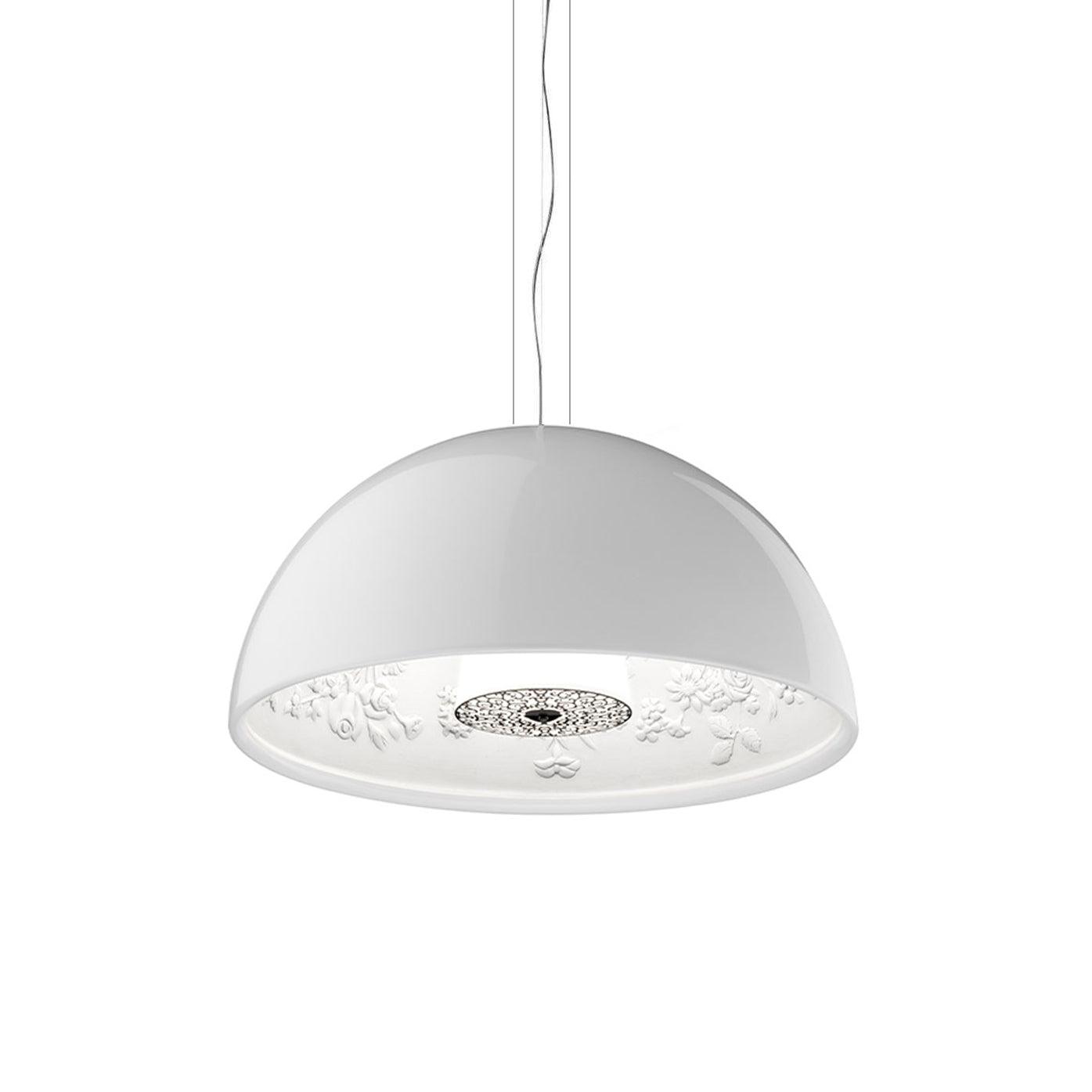 Pendant Lamp Black Dome with Embossed Plaster Interior Elegant - Neutralighting