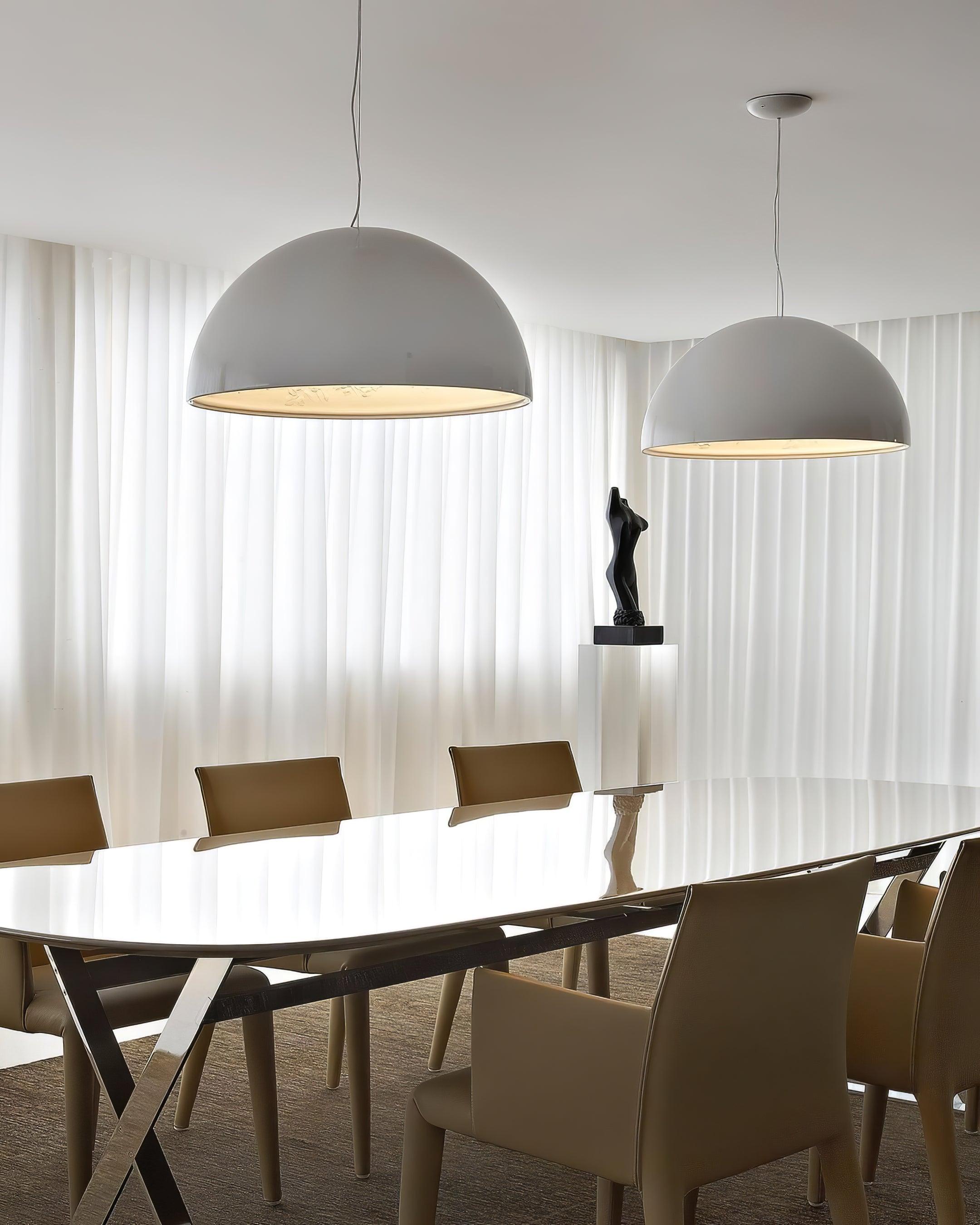 Pendant Lamp Black Dome with Embossed Plaster Interior Elegant - Neutralighting