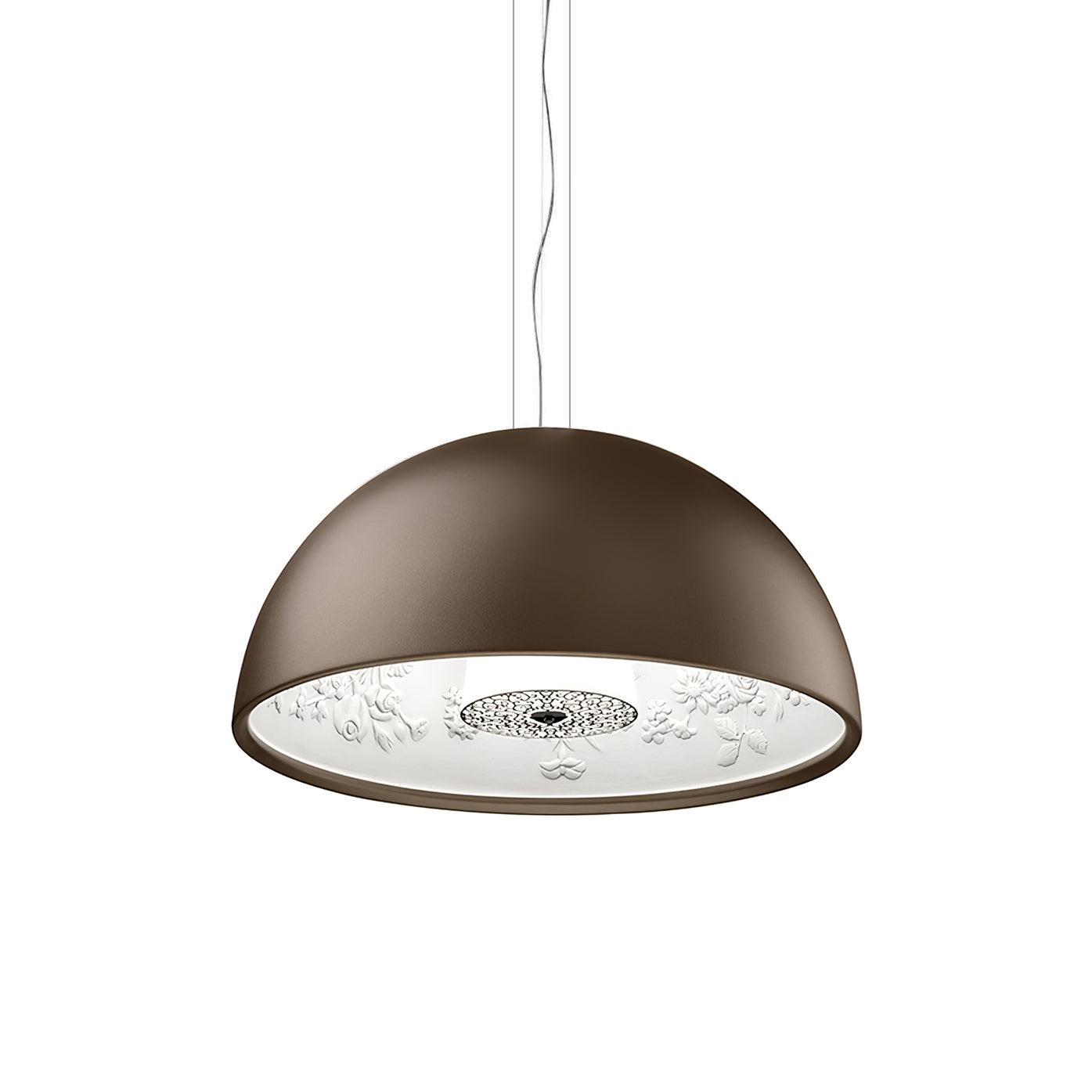 Pendant Lamp Black Dome with Embossed Plaster Interior Elegant - Neutralighting