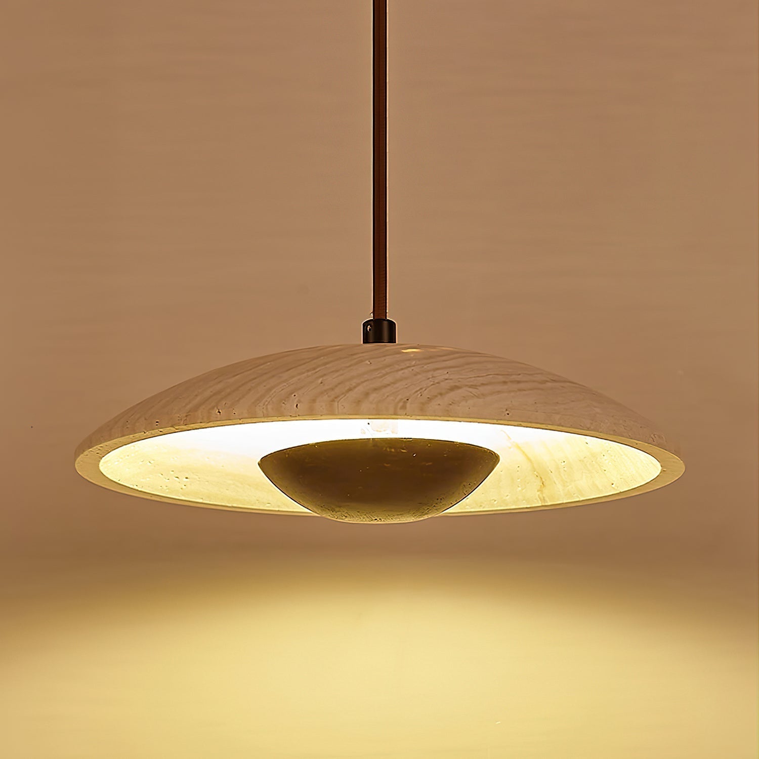 Zodore Wide-Brim Travertine Pendant Light - Neutralighting