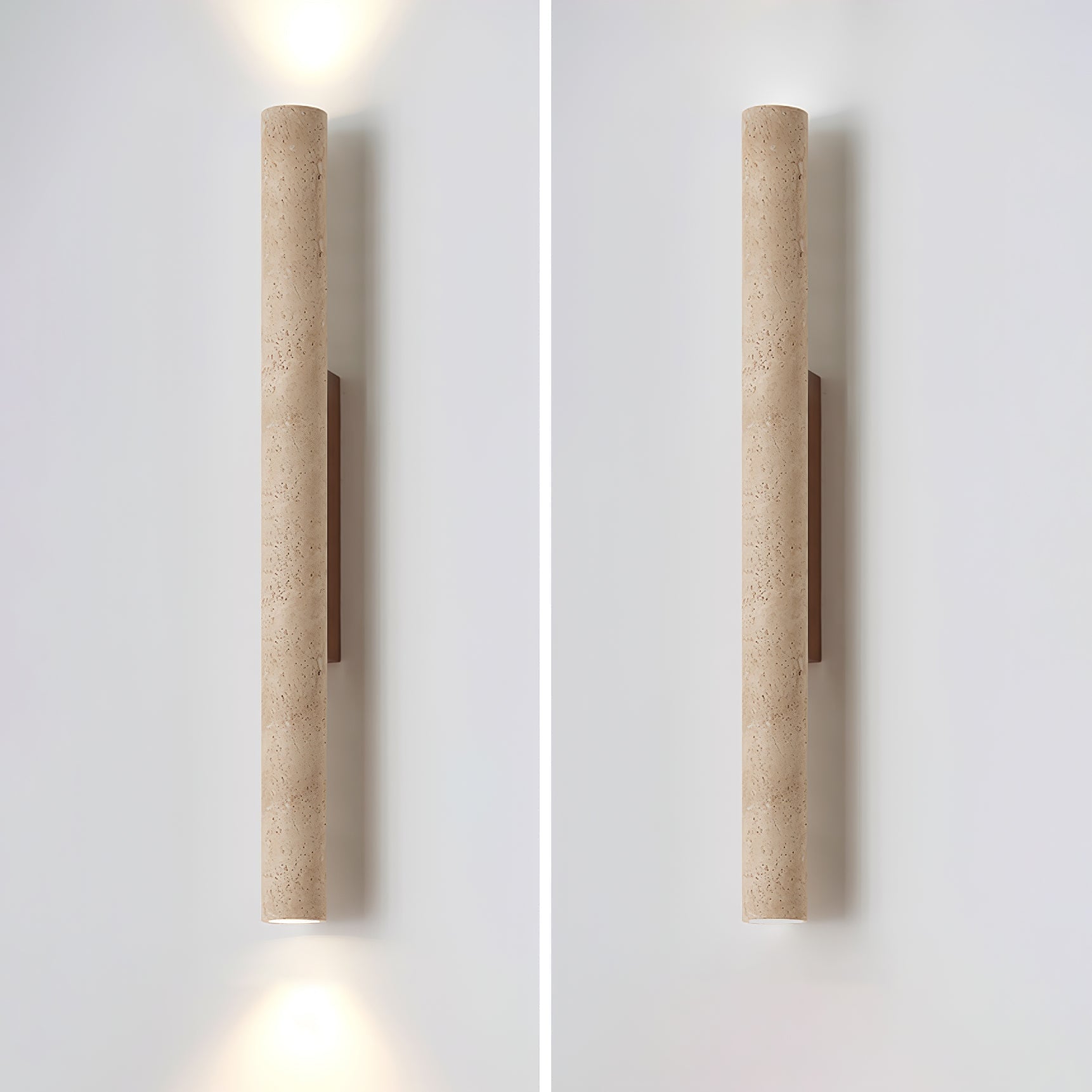 Olvaros Slim Cylinder Travertine Wall Light - Neutralighting