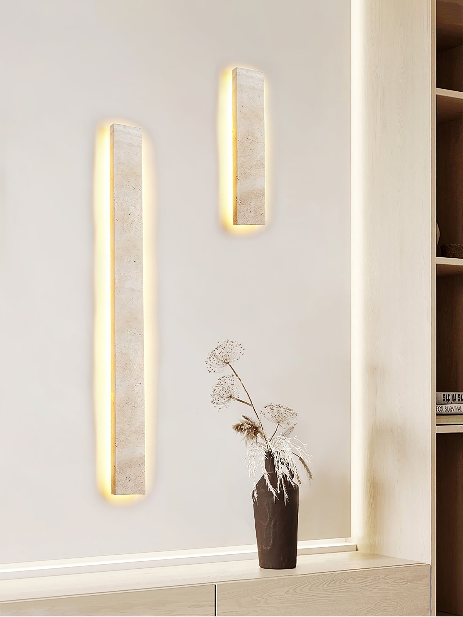 Olnorir Slim Rectangle Travertine Wall Light - Neutralighting