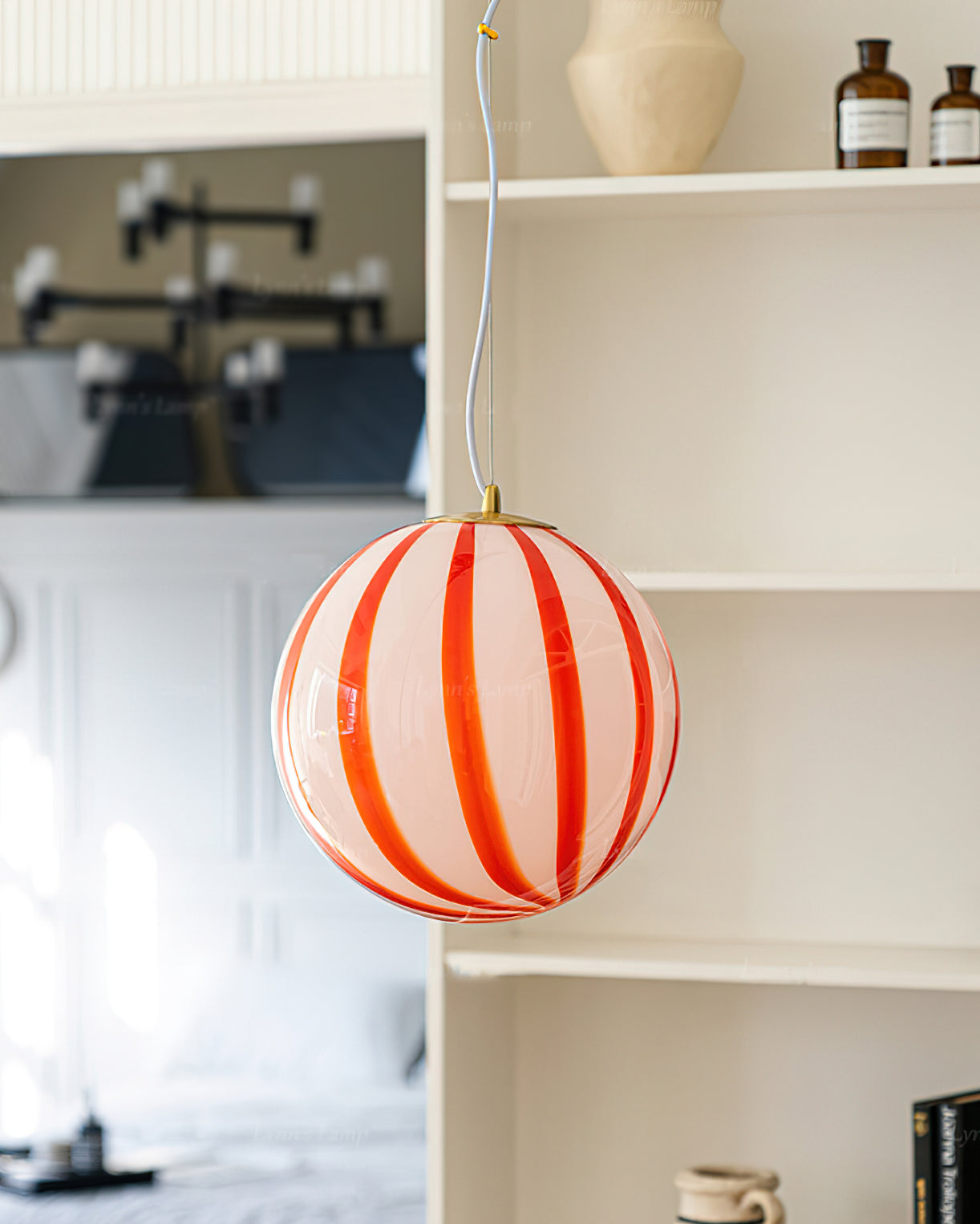 Pendant Light Metal&Glass Shade Striped Globe for Dining Room - Neutralighting