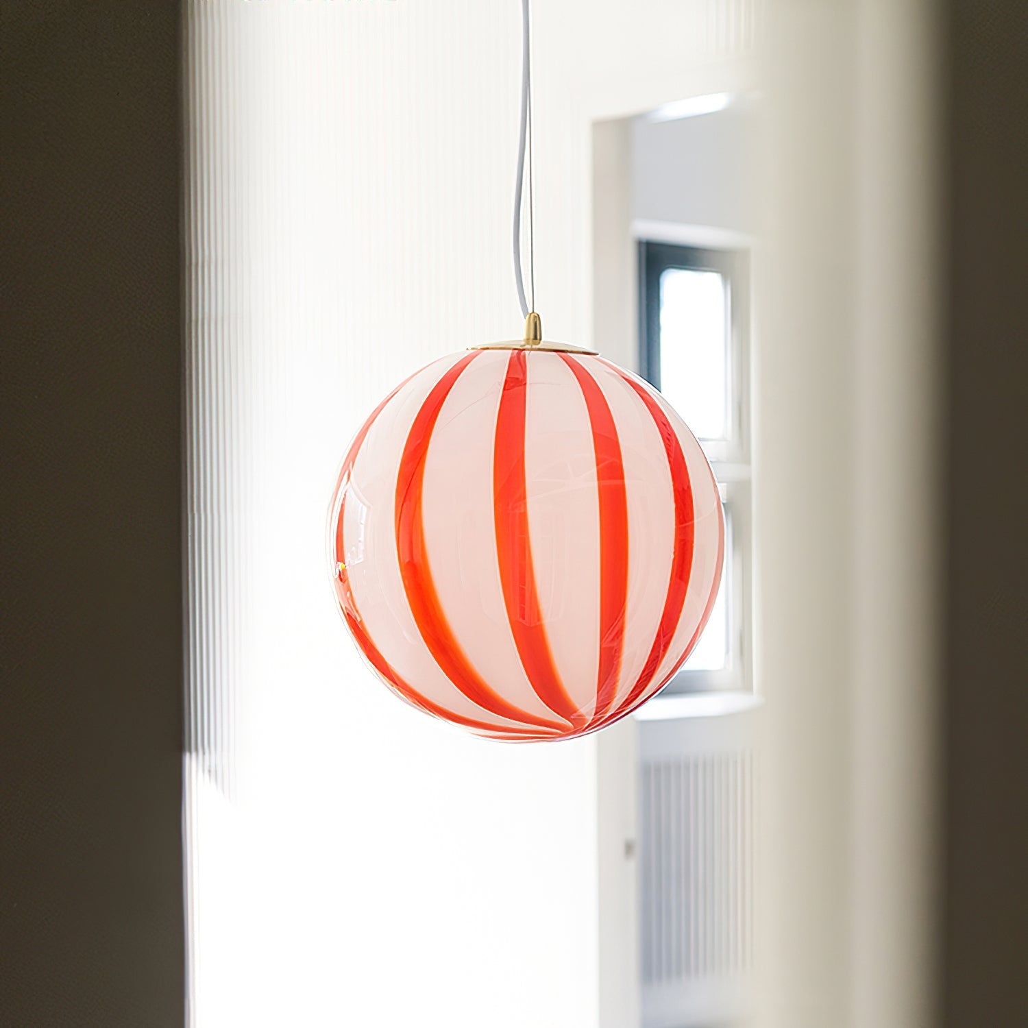 Pendant Light Metal&Glass Shade Striped Globe for Dining Room - Neutralighting