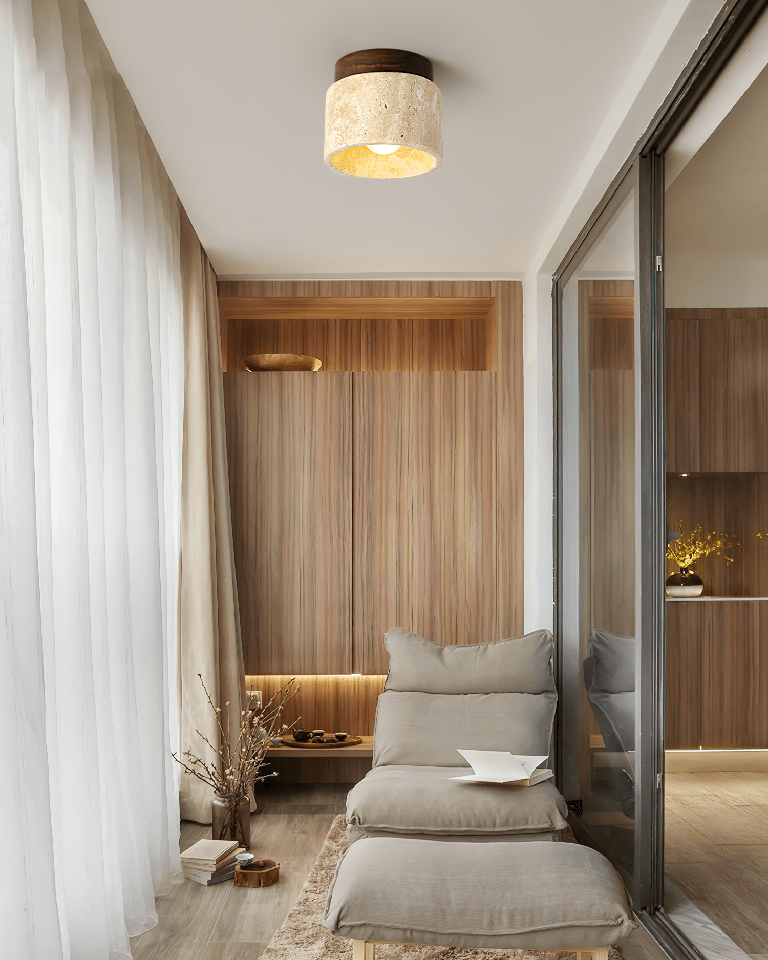 Ritta Stone Travertine Ceiling Light - Neutralighting