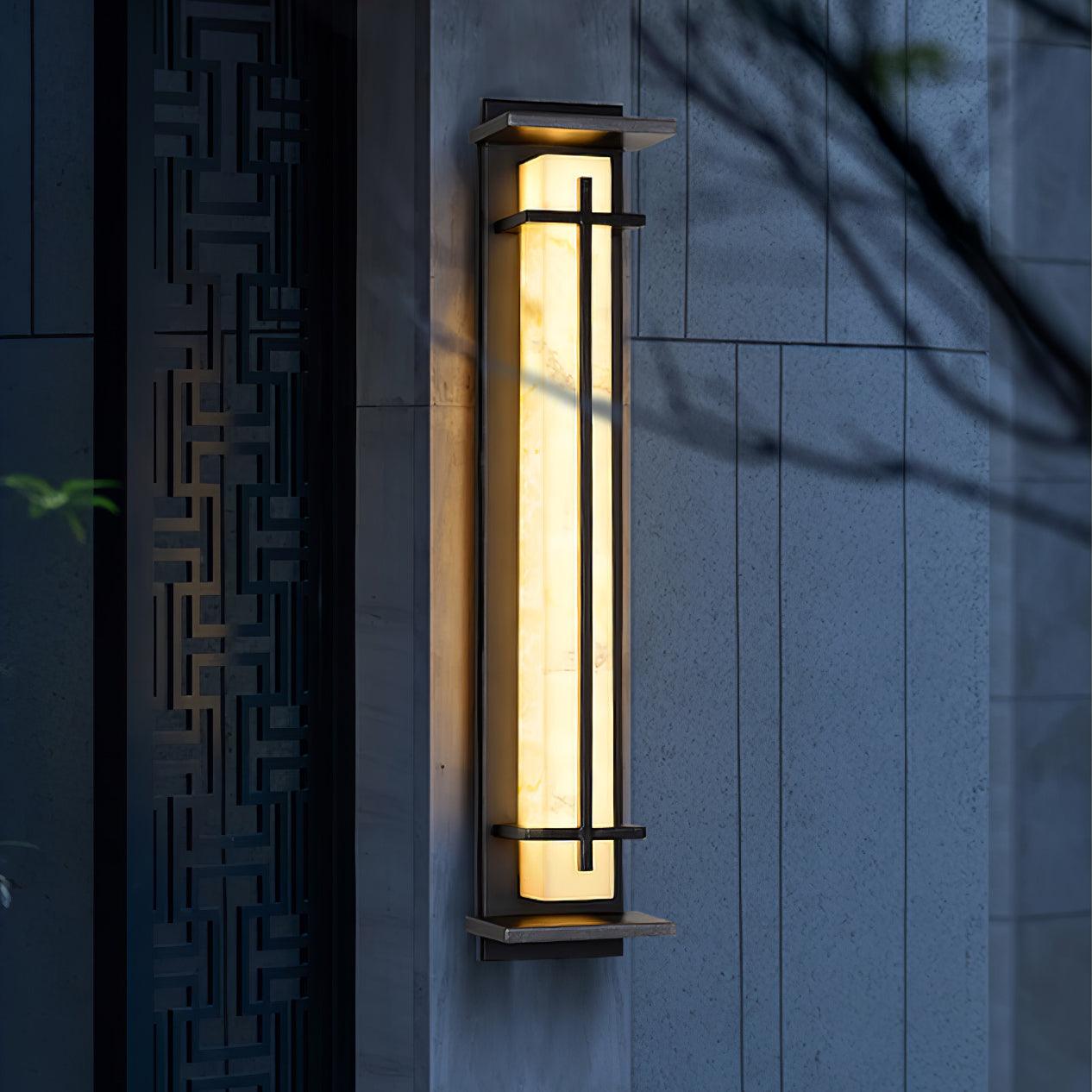 Ray Square Outdoor Wall Light Imitation Alabaster Waterproof - Neutralighting