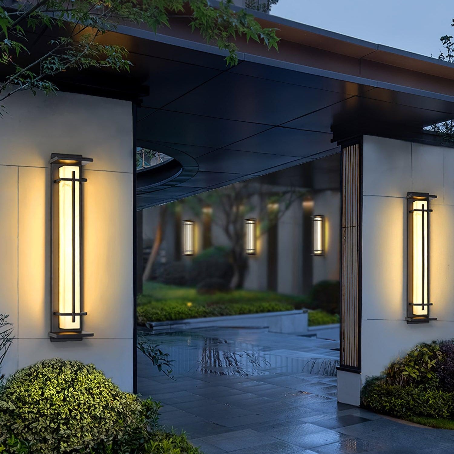 Ray Square Outdoor Wall Light Imitation Alabaster Waterproof - Neutralighting