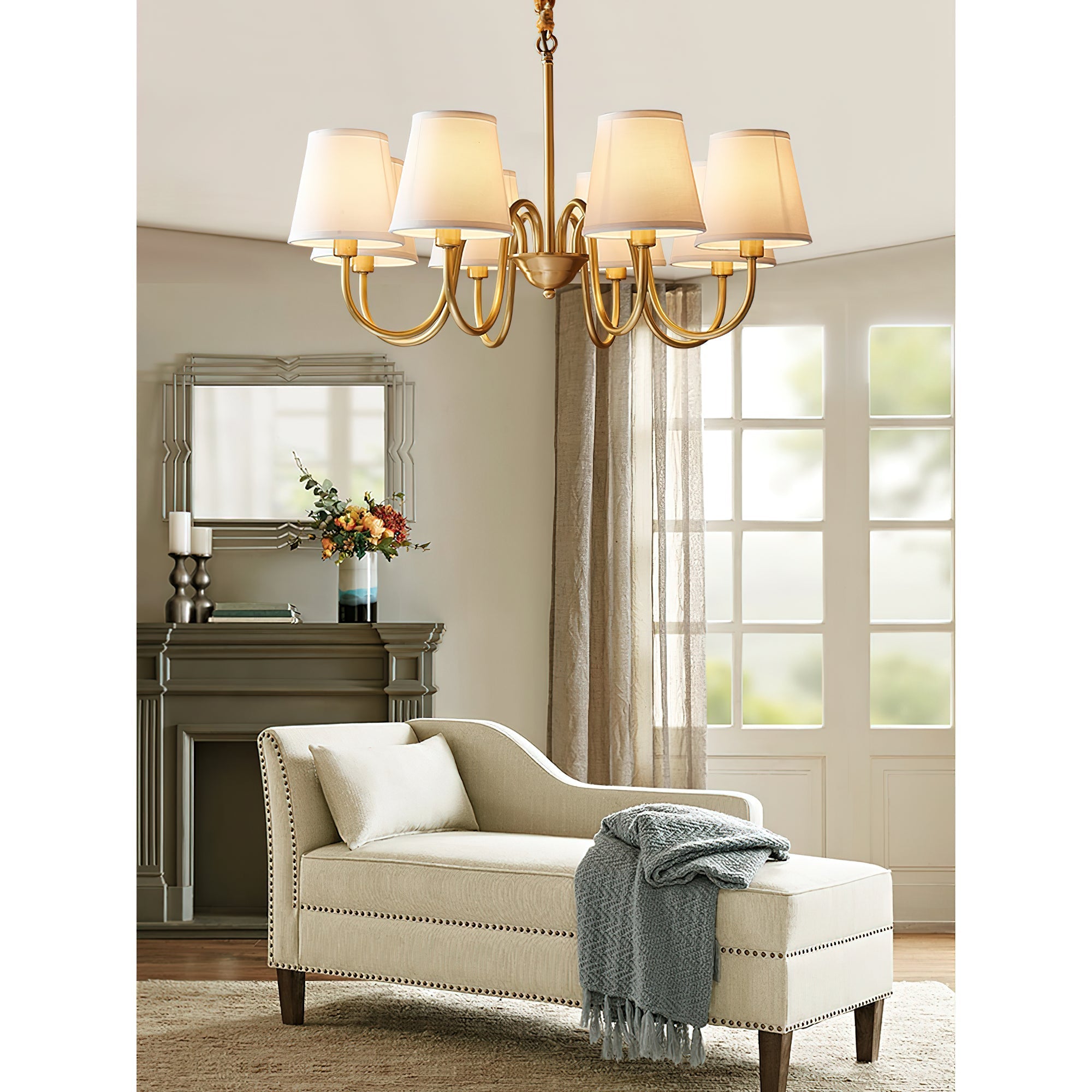 Aged Traditional Stacey Fabric Chandelier - Neutralighting