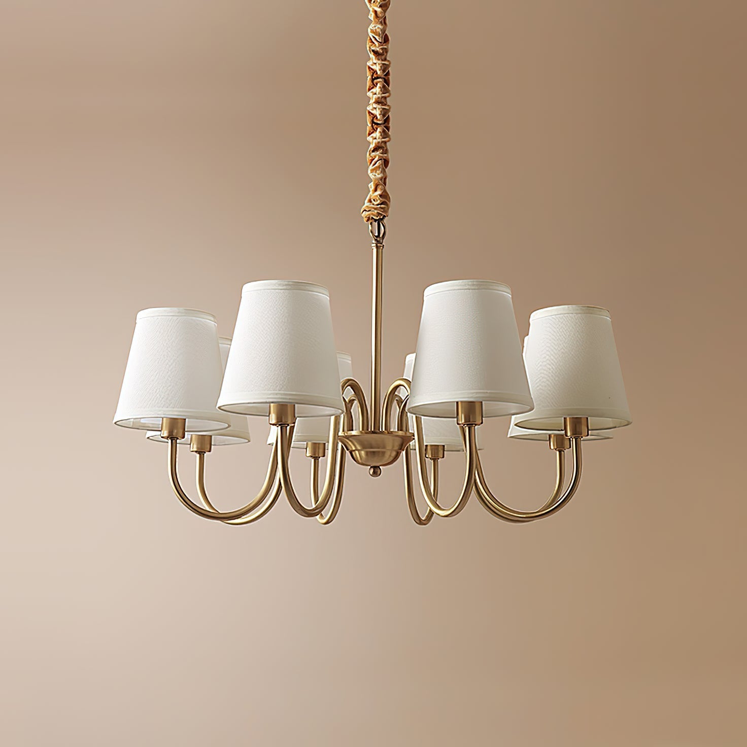 Aged Traditional Stacey Fabric Chandelier - Neutralighting