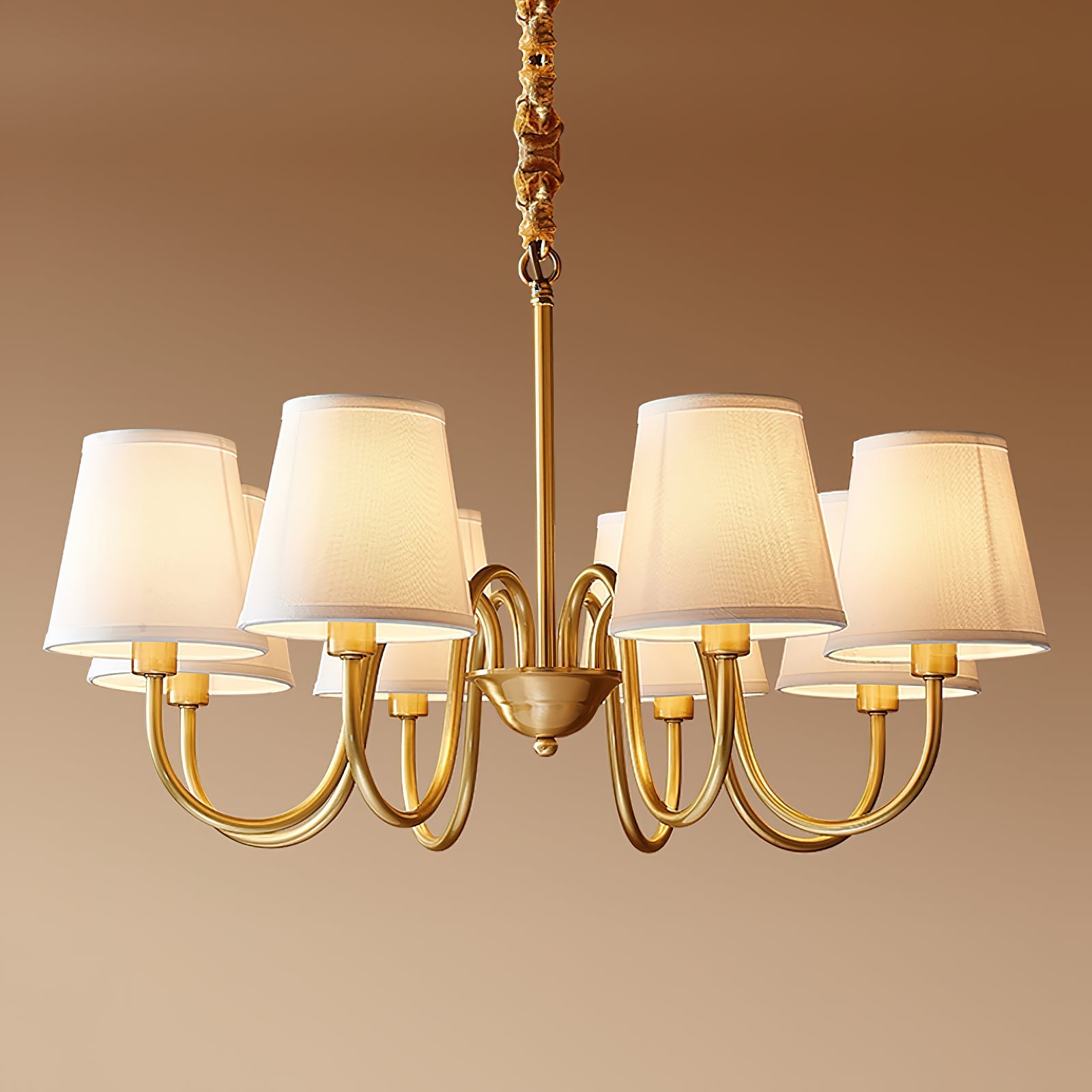 Aged Traditional Stacey Fabric Chandelier - Neutralighting
