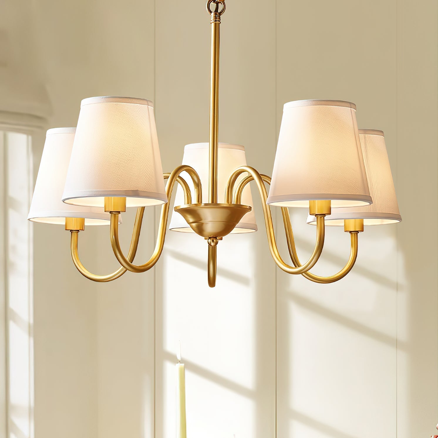 Aged Traditional Stacey Fabric Chandelier - Neutralighting