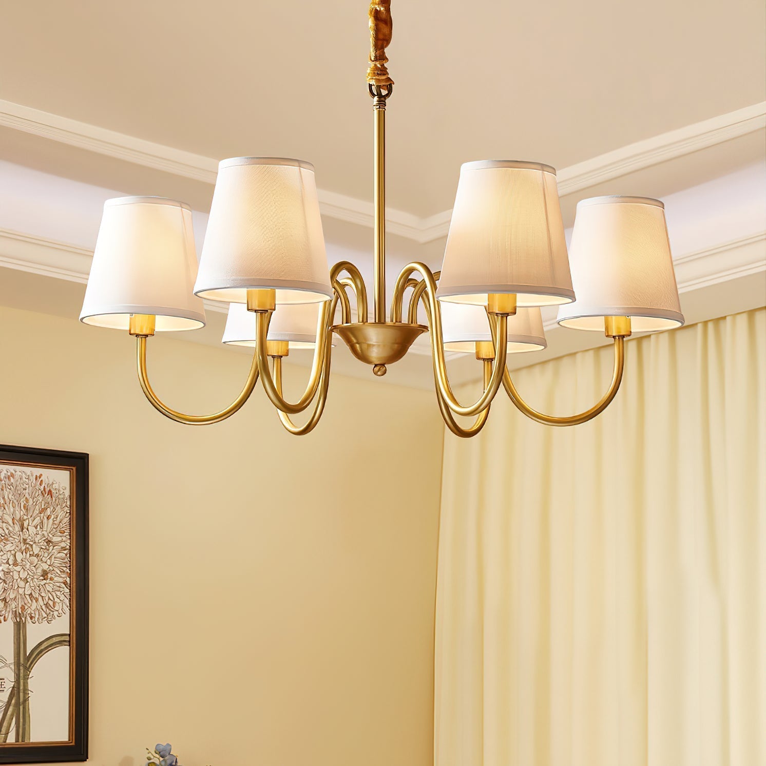 Aged Traditional Stacey Fabric Chandelier - Neutralighting