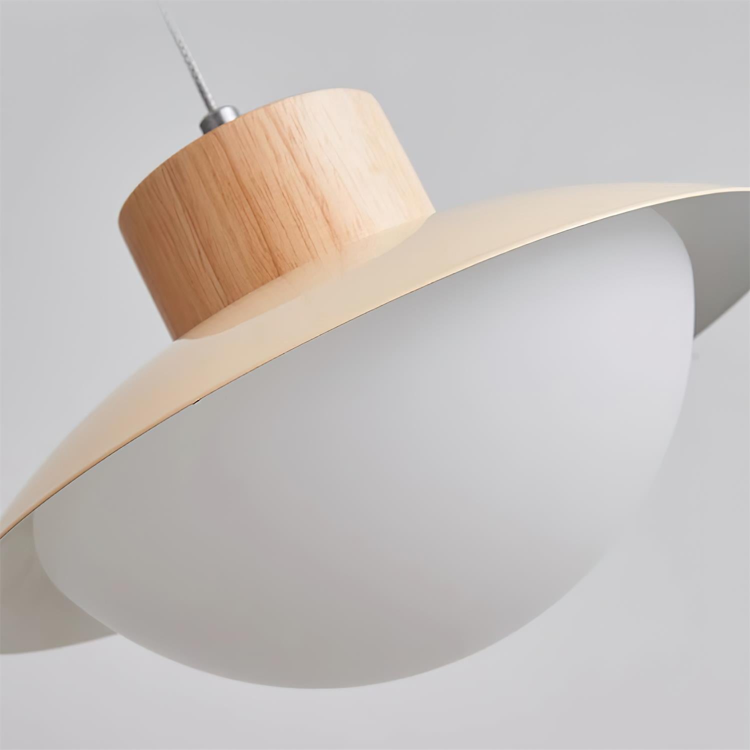 Pendant Lamp Metal and Wood PE Shade Dome Shape Minimalist - Neutralighting
